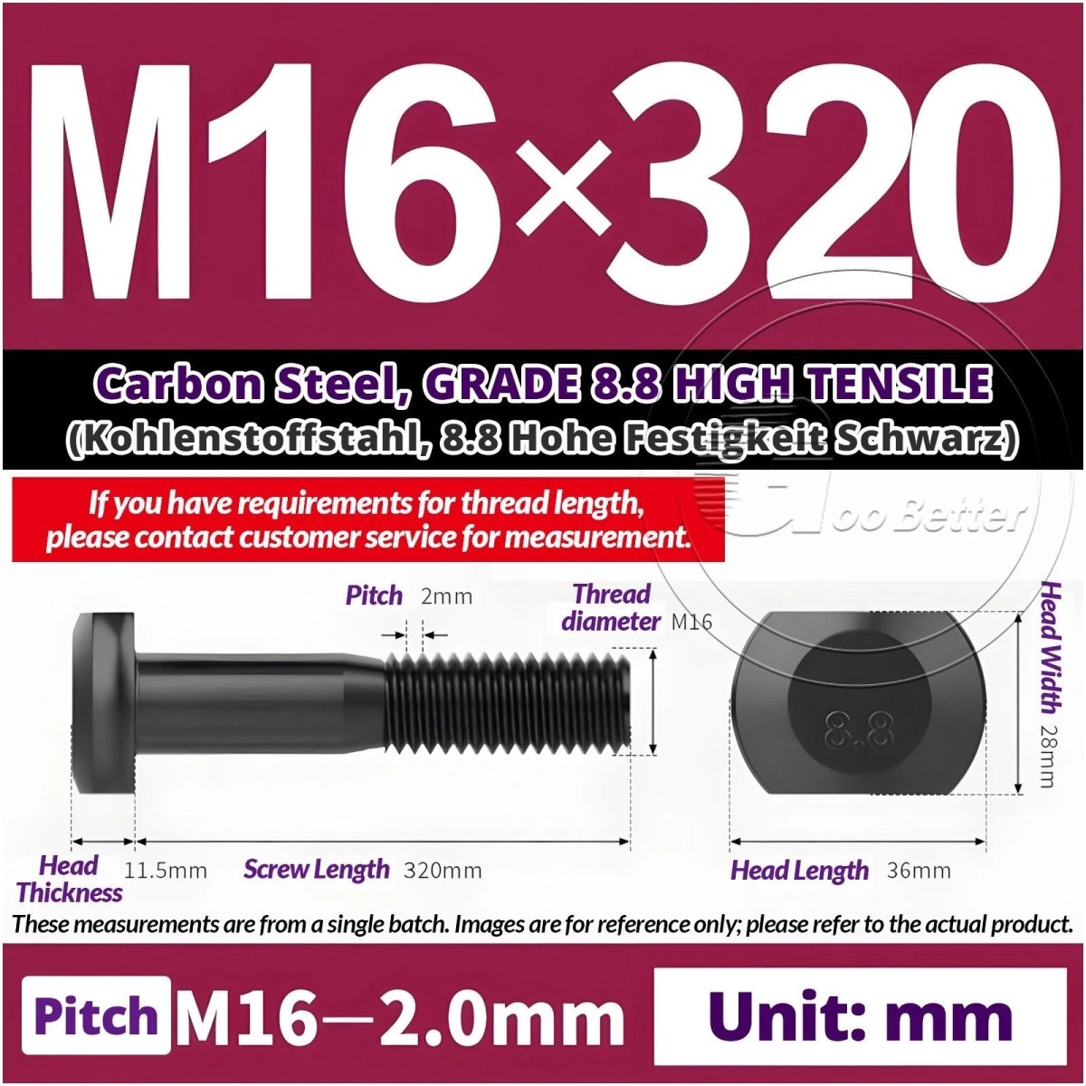 T - Slot Bolts M6 to M20 | Grade 8.8 High Tensile | T - Track Bolts 16mm–500mm - HomeDIYer