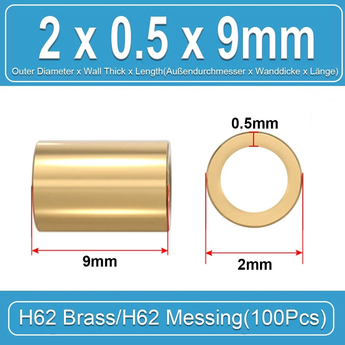 Brass Round Tube Pipe Hollow Spacers Standoff Bush Wall Thickn 0.5mm Many Sizes