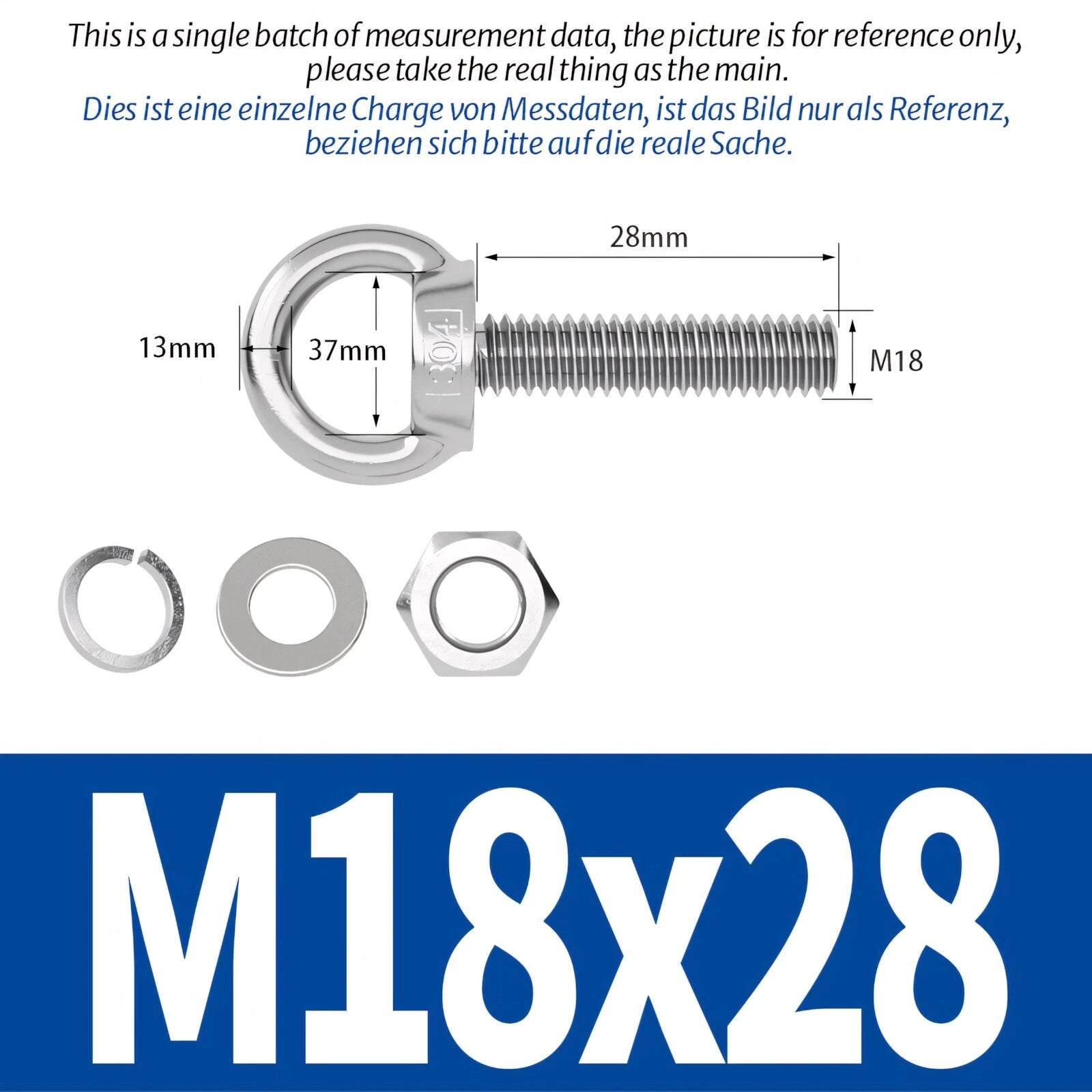 M3 M4 M5 - M20 Eye Bolts Kit Screws Nut Washer Long Boat Stainless Steel A2 304