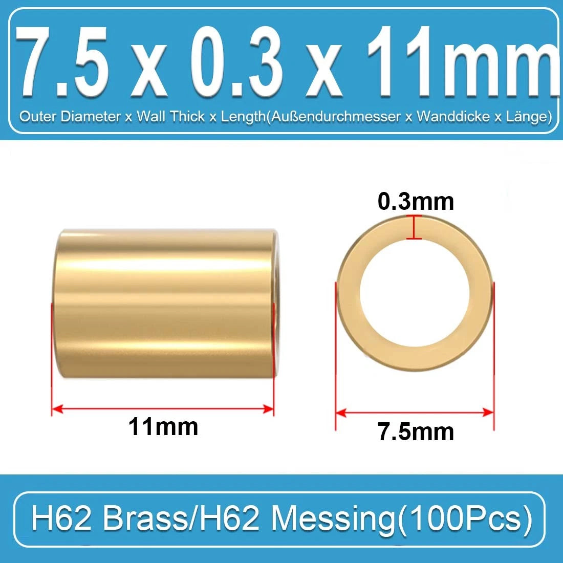 Brass Round Tube Pipe Hollow 2 2.5 3 3.5 4 4.5 5 6mm~10mm Many Sizes and Lengths