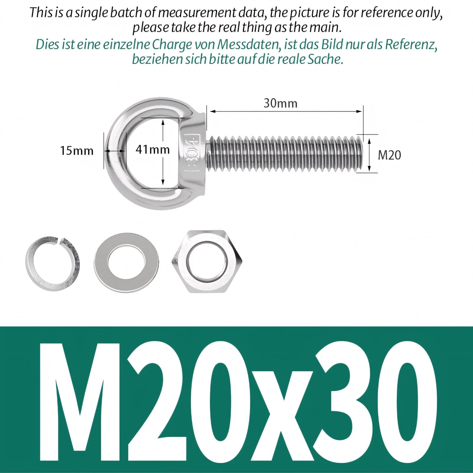 M3 M4 M5 - M20 Eye Bolts Kit Screws Nut Washer Long Boat Stainless Steel A2 304