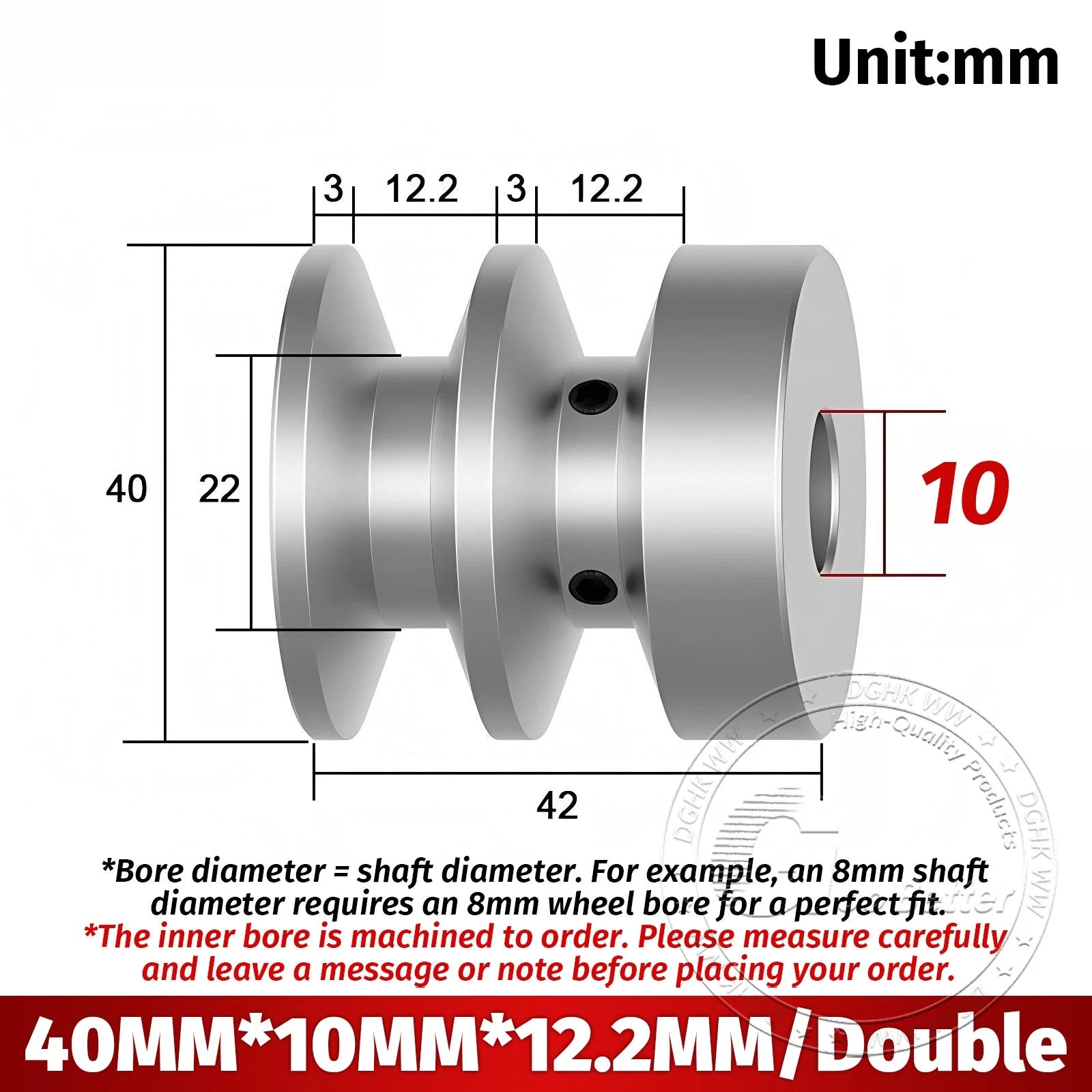 V-Groove Aluminum Drive Pulley For V-Belt Pulleys Groove 12.5mm OD 40mm-150mm