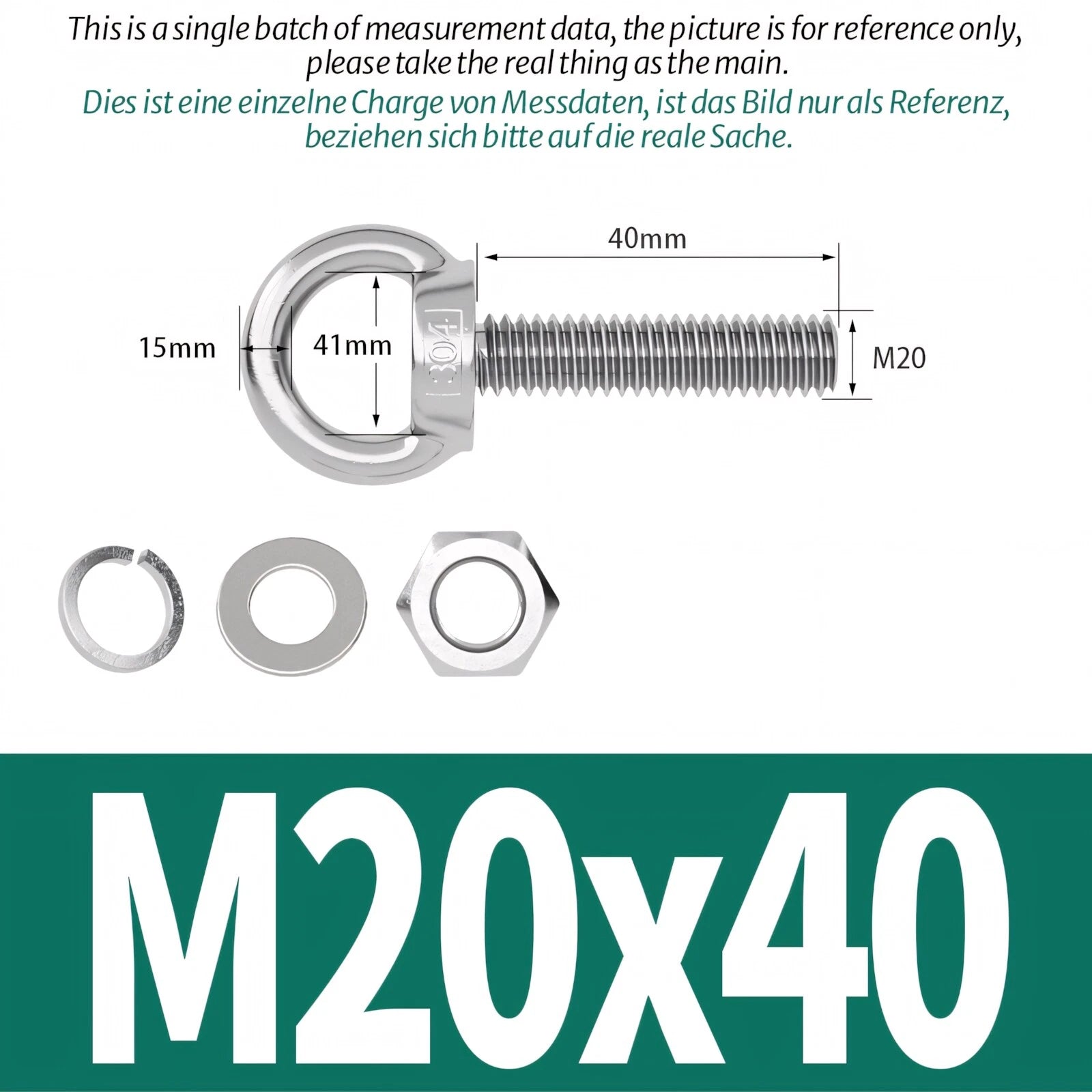 M3 M4 M5 - M20 Eye Bolts Kit Screws Nut Washer Long Boat Stainless Steel A2 304