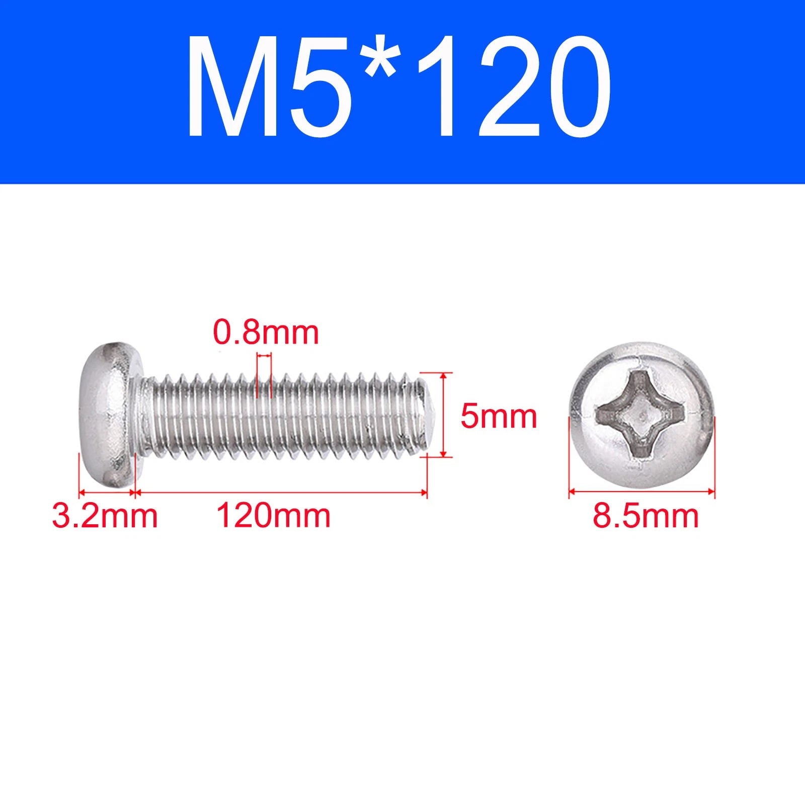 M3 M3.5 M4 M5 A2 Stainless Steel Pozi Pan Head Machine Screws DIN 7985