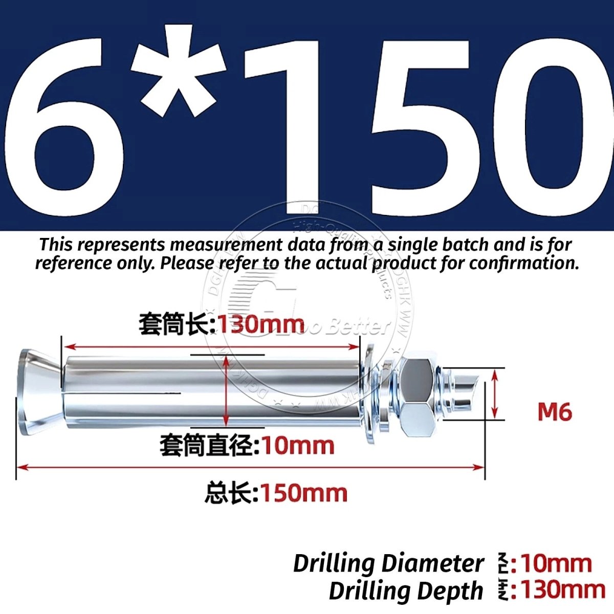 Concrete Expansion Anchor Bolts M6–M20, Extra Long Masonry Wall Screws – Iron Blue White Zinc / Iron - colour Zinc - HomeDIYer