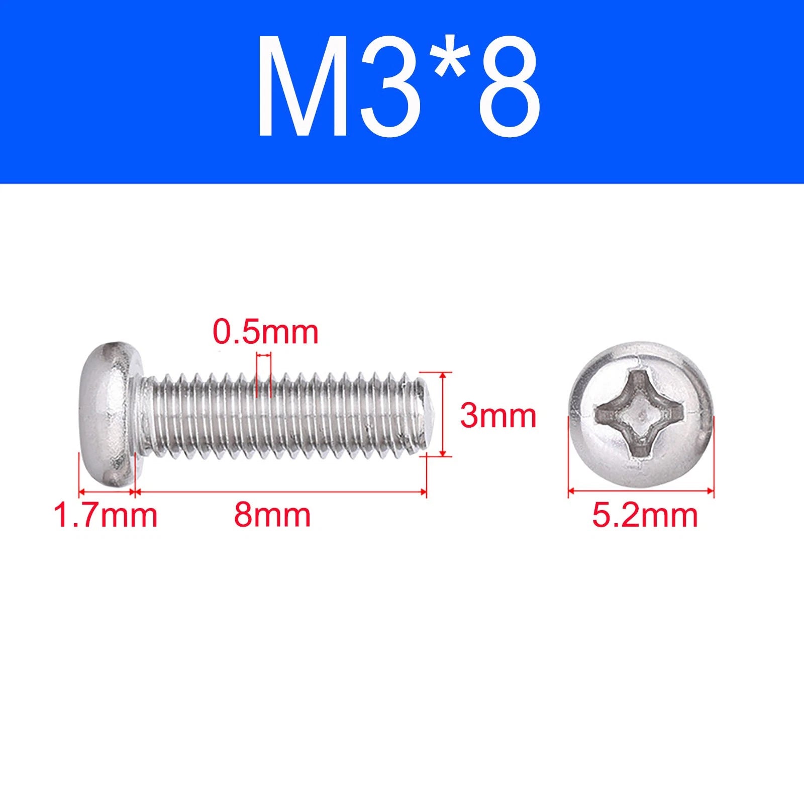 M3 M3.5 M4 M5 A2 Stainless Steel Pozi Pan Head Machine Screws DIN 7985