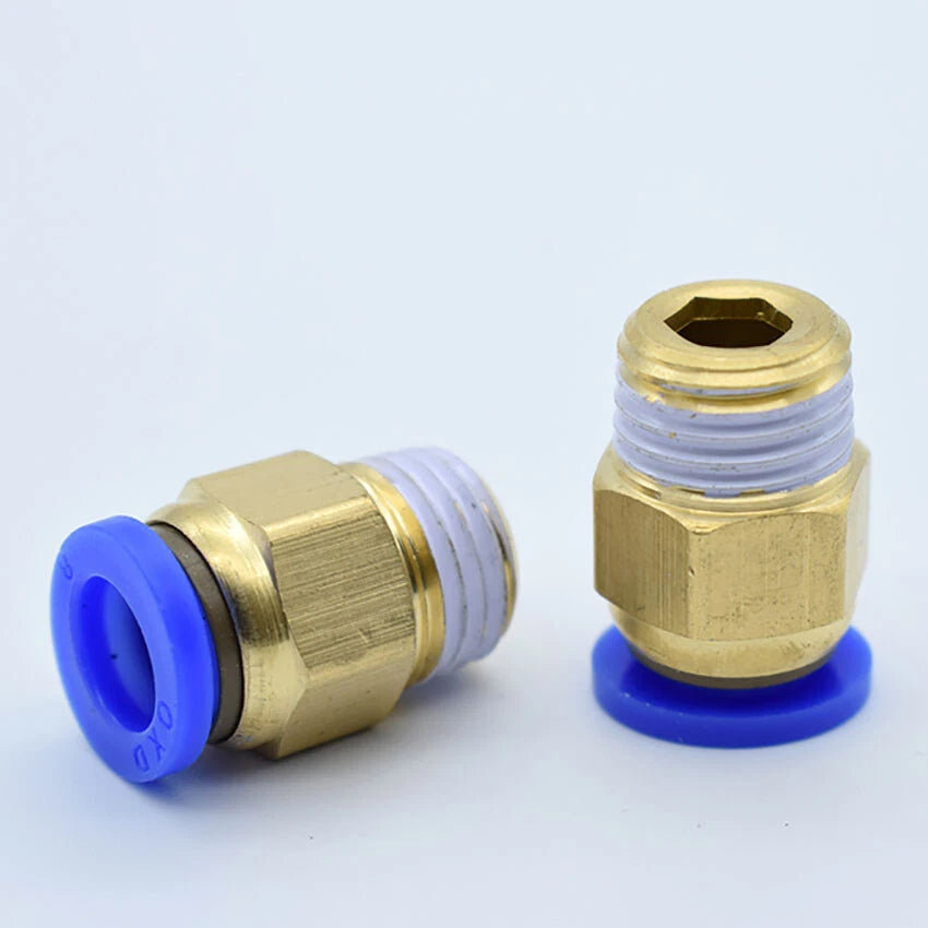 Male Stud Push-to-Connect Brass Fitting | BSPT & Metric Thread | 4mm–12mm Tube OD