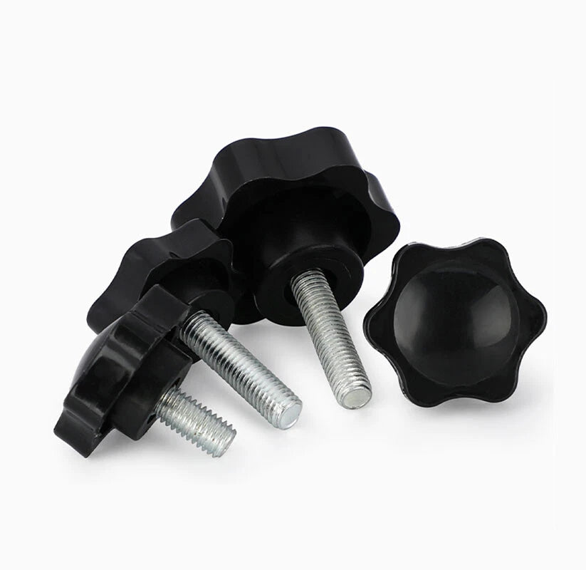 M8 Plastic Black Thumb Screw Male Thread Star Knob Grip Hand Tightening Screws