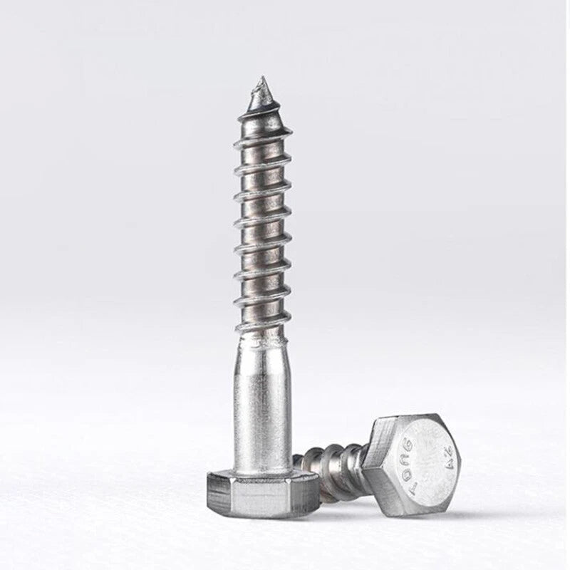 M6 M8 M10 M12 Stainless Steel A2 Screws Hex Hexagon Head Lag Bolts Wood Screw