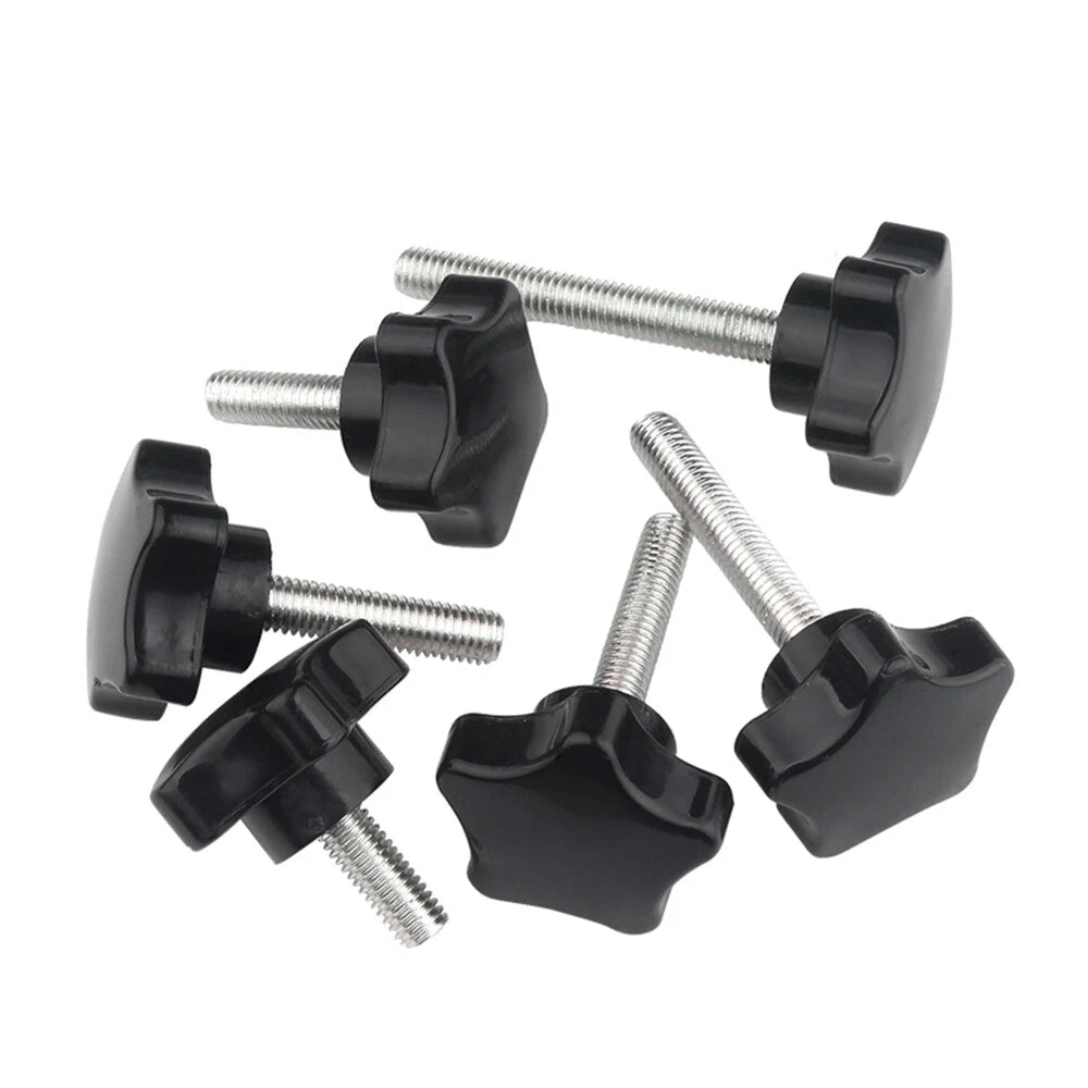 M5 M6 M8 M10 Black Plastic Pentagram Star Thumb Screws Hand Knob Bolts 15-60 mm