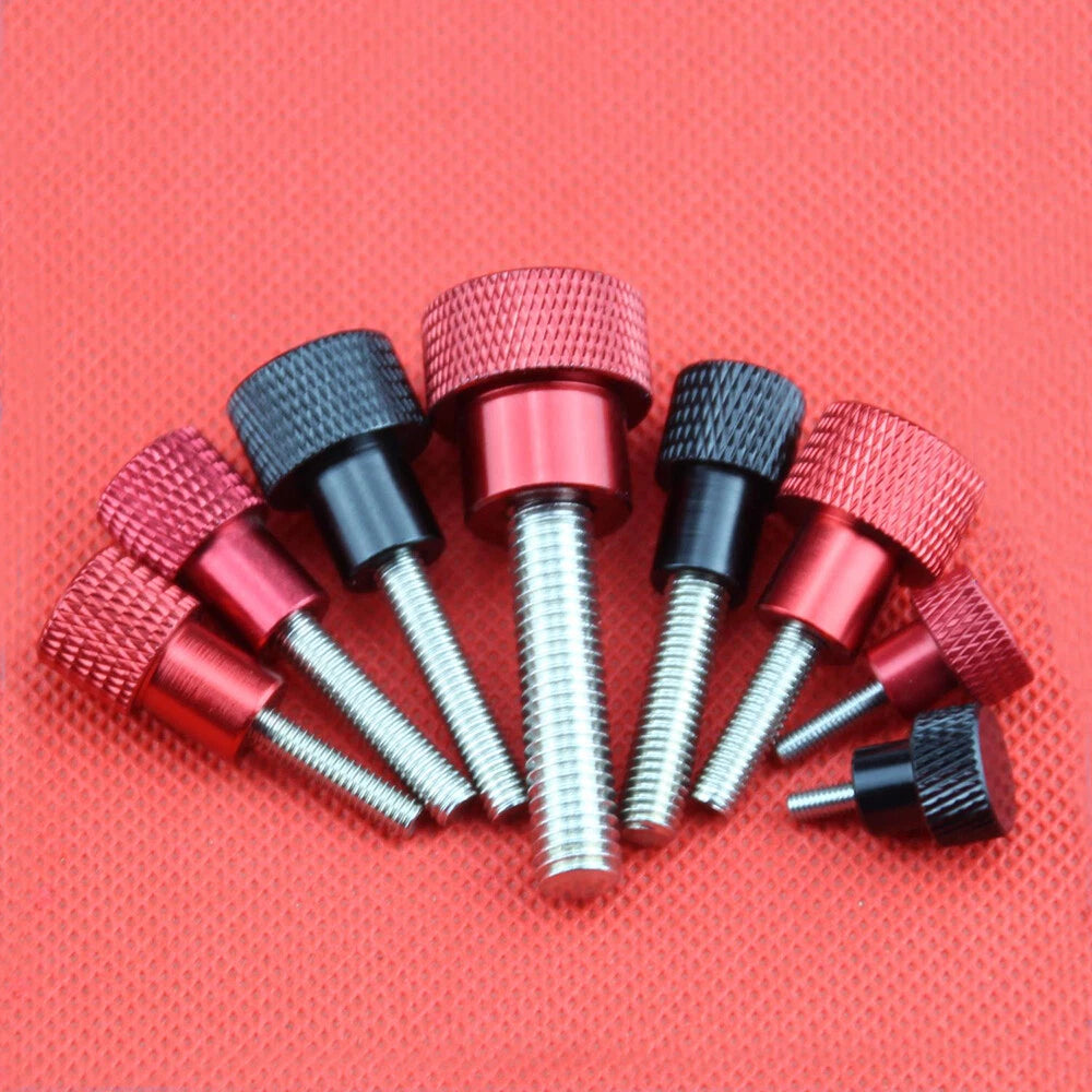M6 Knurled Thumb Screws with collar High Type Stainless Steel Red, Black, Silver