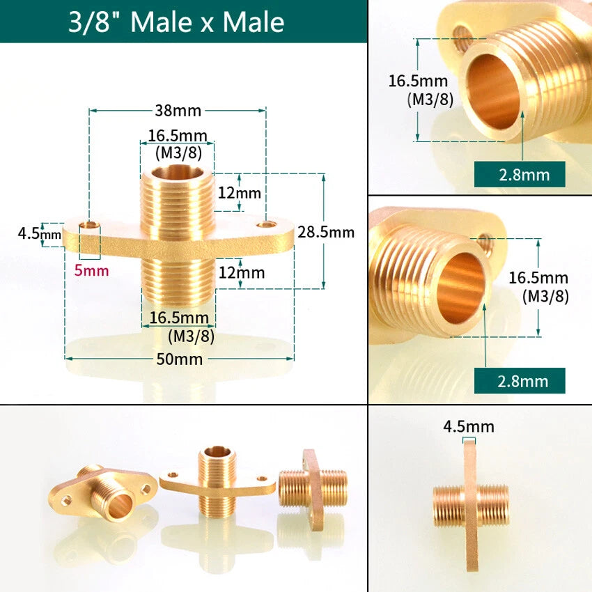 BSP Brass Pipe Fitting Connector Adapter – Flange Fixed, Female/Male Thread