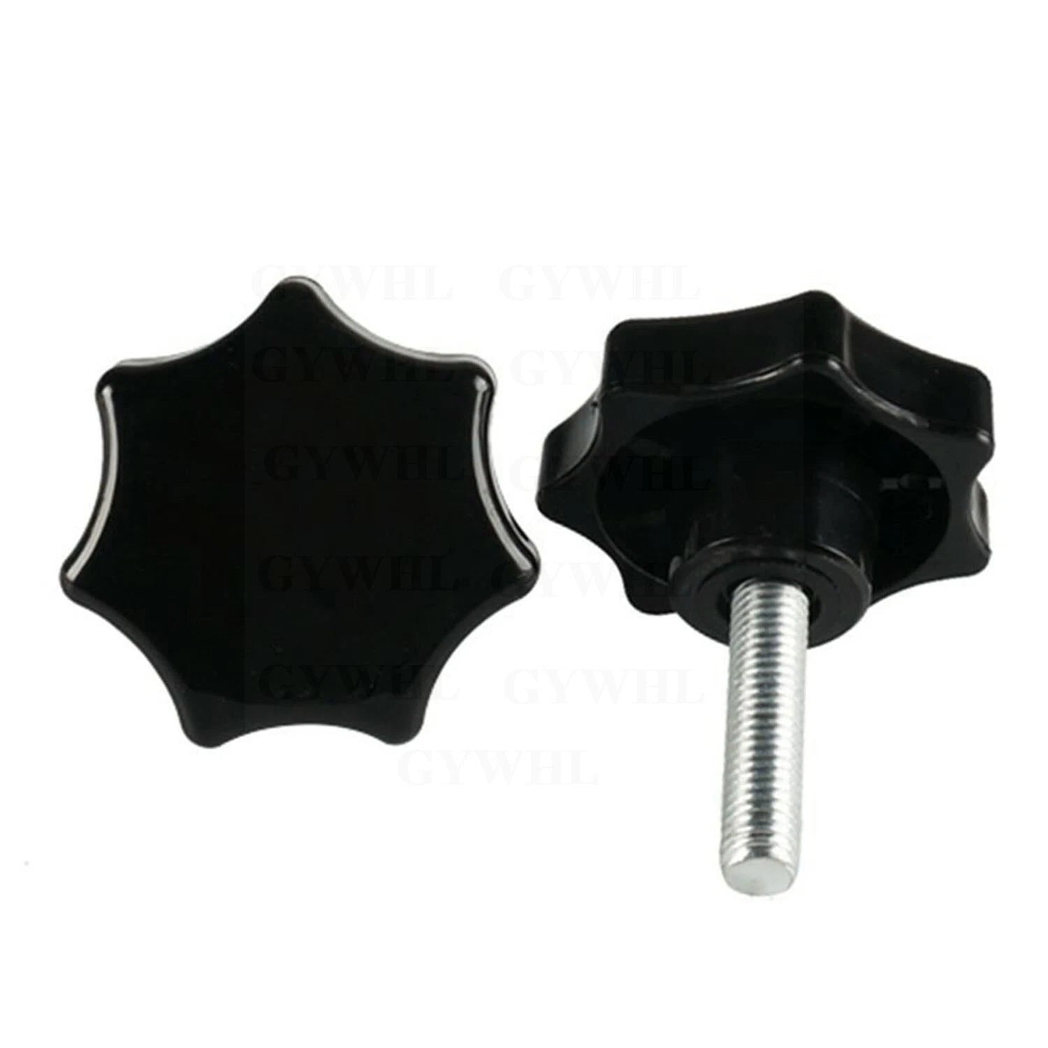 Zinc Plated Thumb Screws Hand Knob Grip Bolt Black Plastic Hexalobular Star Head