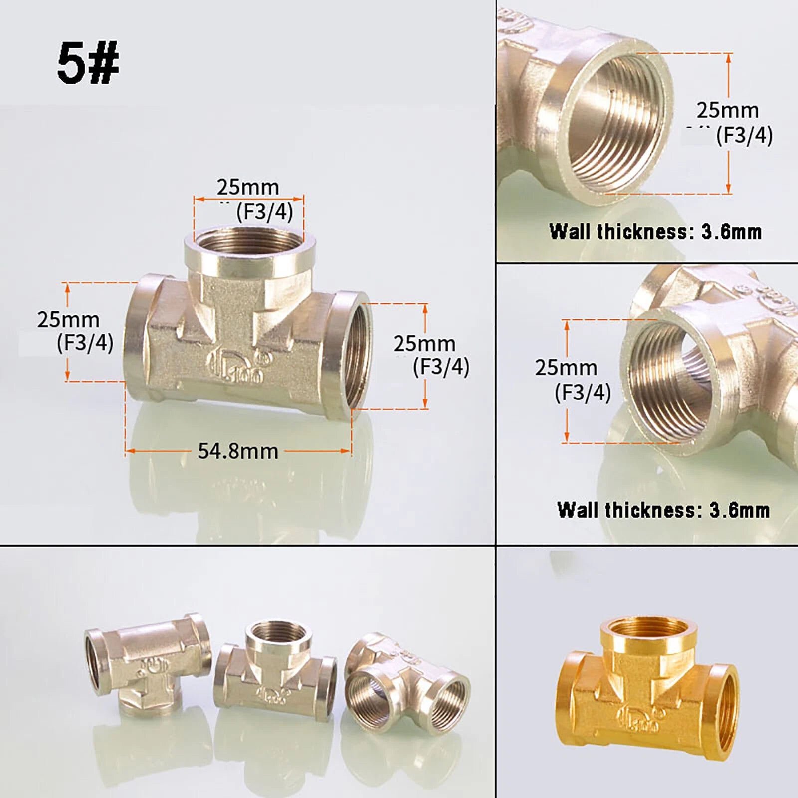 3/4" Nickel-Plated Brass Pipe Fittings — Elbow, Tee, Straight, Plug & Bush
