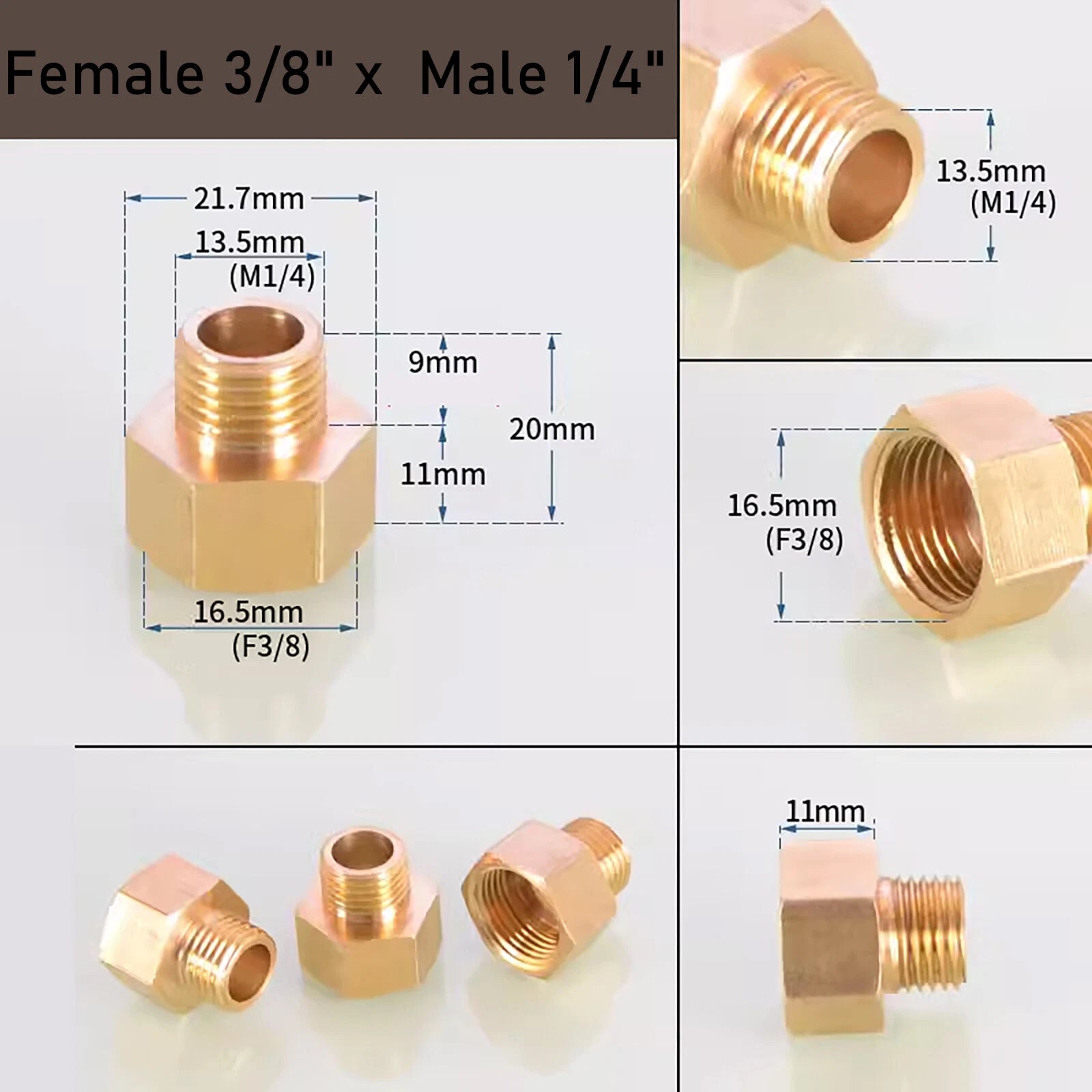 Brass BSP Reducing Nipple Connector — Male to Female Pipe Fitting Adapter (1/8" to 1")