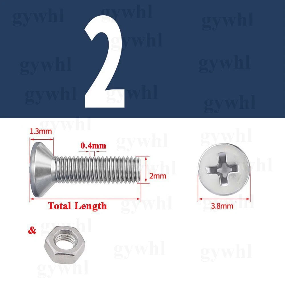 A2 Stainless Steel Phillips Countersunk Machine Screws with Nuts – M2 to M10, Flat Head, Rust‑Resistant