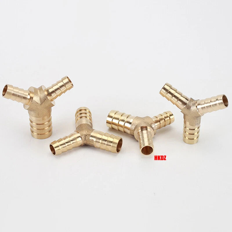 Brass Y Barbed Hose Tail Joiner — Tube Connector for Air, Water, Fuel & Gas