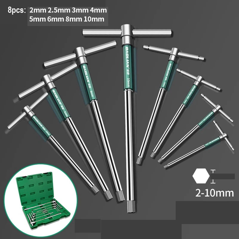 Long Sliding T-handle Allen Hex Key Wrench Set 2-10mm Torx Allen Key Set T10-T50