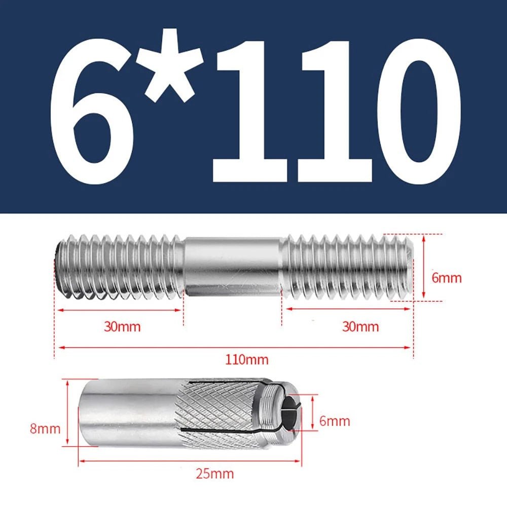 Stainless Steel A4 Expansion Bolts Threaded Stud Rod M6–M12 Extra Long - HomeDIYer