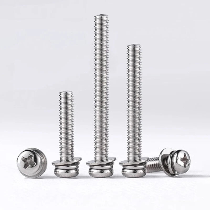 M3 M4 M5 M6 A4 Stainless Steel Bolt, Nut & Washer Set – Phillips Pan Head Marine Grade (316)
