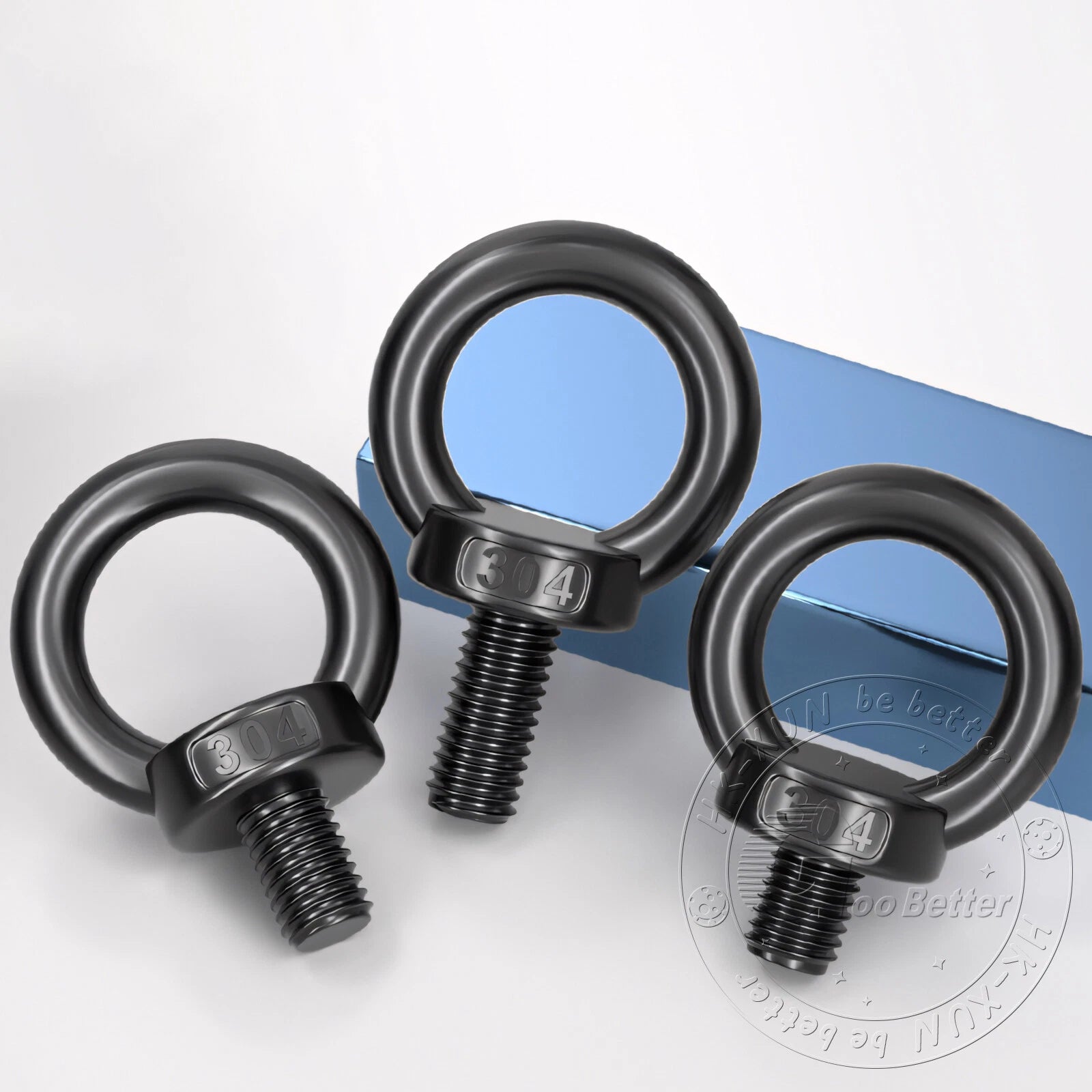 A2 304 Grade Black Stainless Steel Lifting Eye Nuts-Bolts M3 M4 M5 M6 M8 - M24
