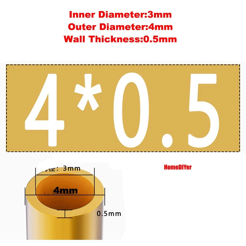 H62 Brass Round Tube — OD 2mm–100mm, Wall 0.5mm–4mm, 200mm Length