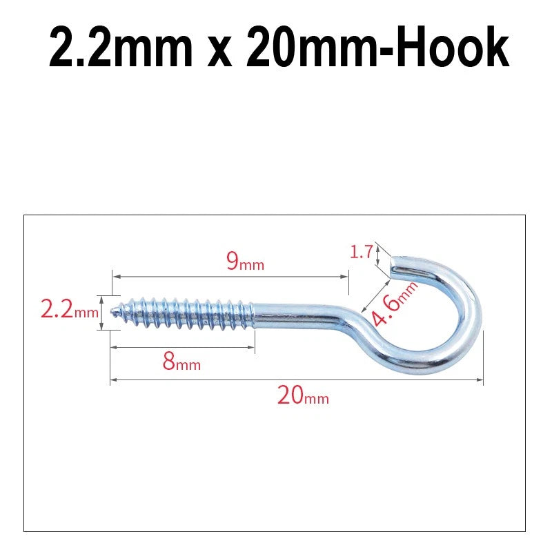 Screw-In Hooks & Eye Hooks — Galvanized, Nickel, Copper & Stainless, 1.1mm–8.6mm