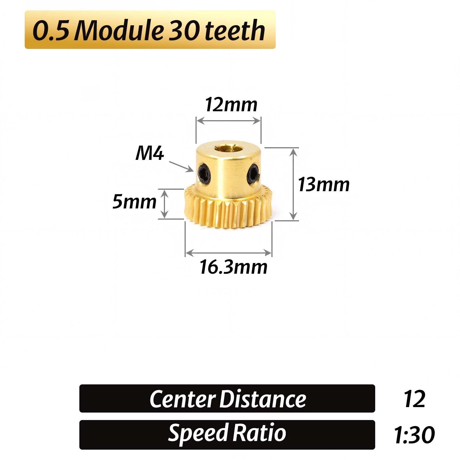 0.5/0.8/1/1.5 Module 20T to 60T Gear Copper Worm Wheel Gear & Worm Gear Shaft