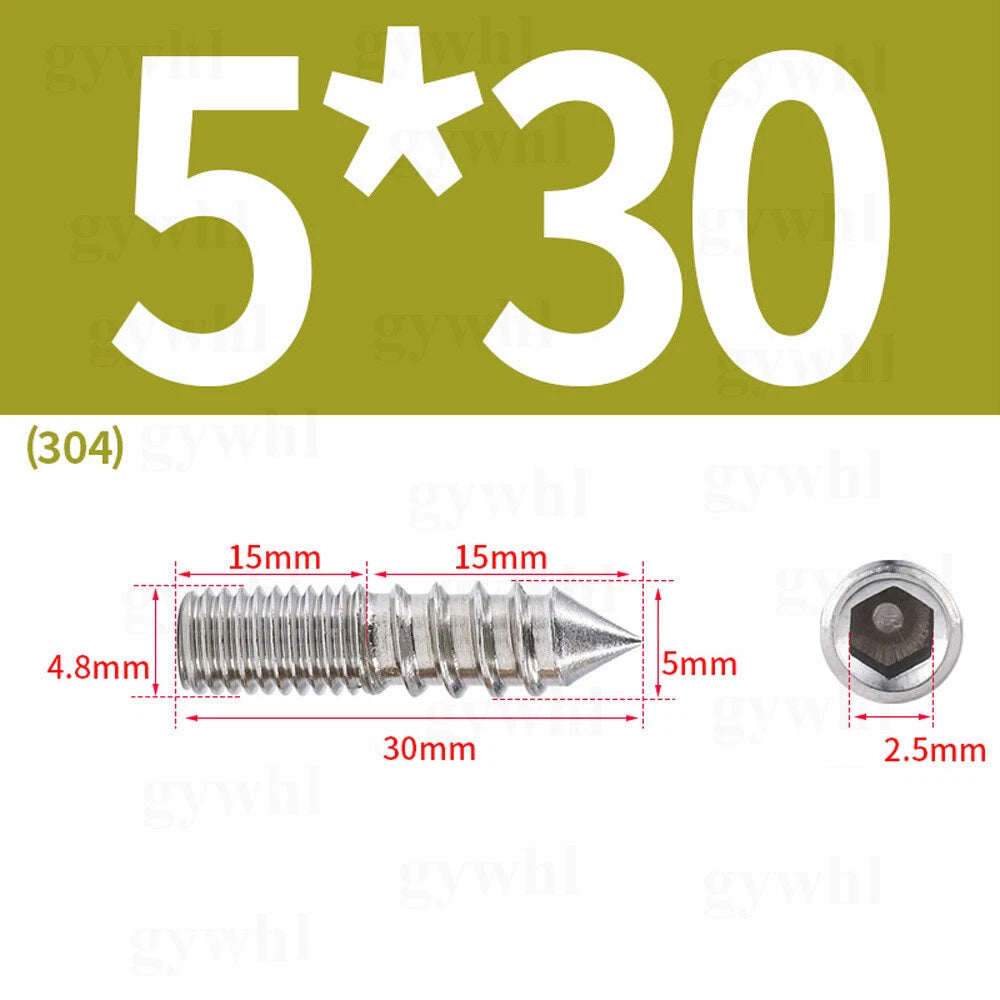 Wood To Metal Dowels Double Ended Threaded Furniture Screws M3 M4 M5 M6 8 10 M12