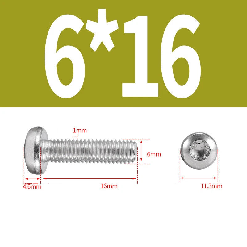 M6 M8 M10 A2 STAINLESS STEEL TORX PAN HEAD MACHINE SCREWS HEXOBULAR BOLTS