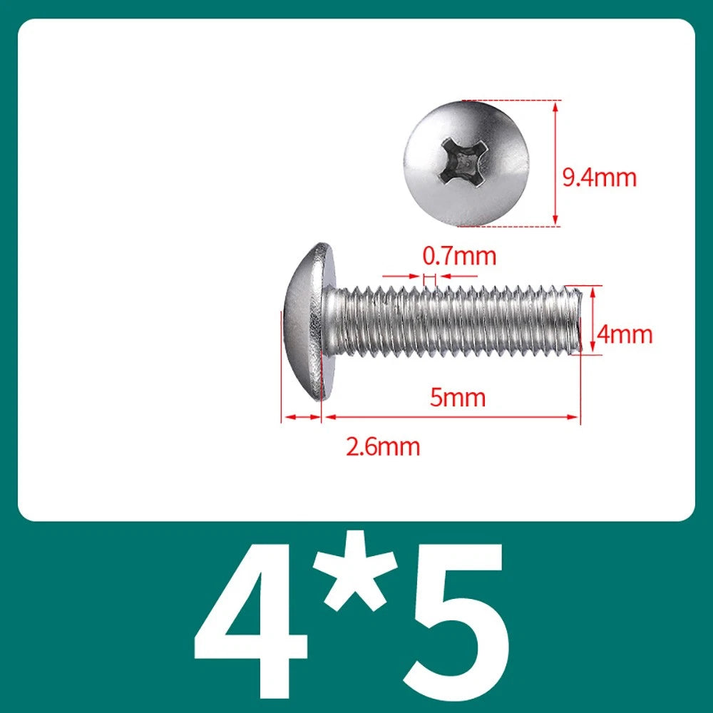 M4-M8 Phillips Truss Head Machine Screw Large Flat Head Screws Stainless Steel