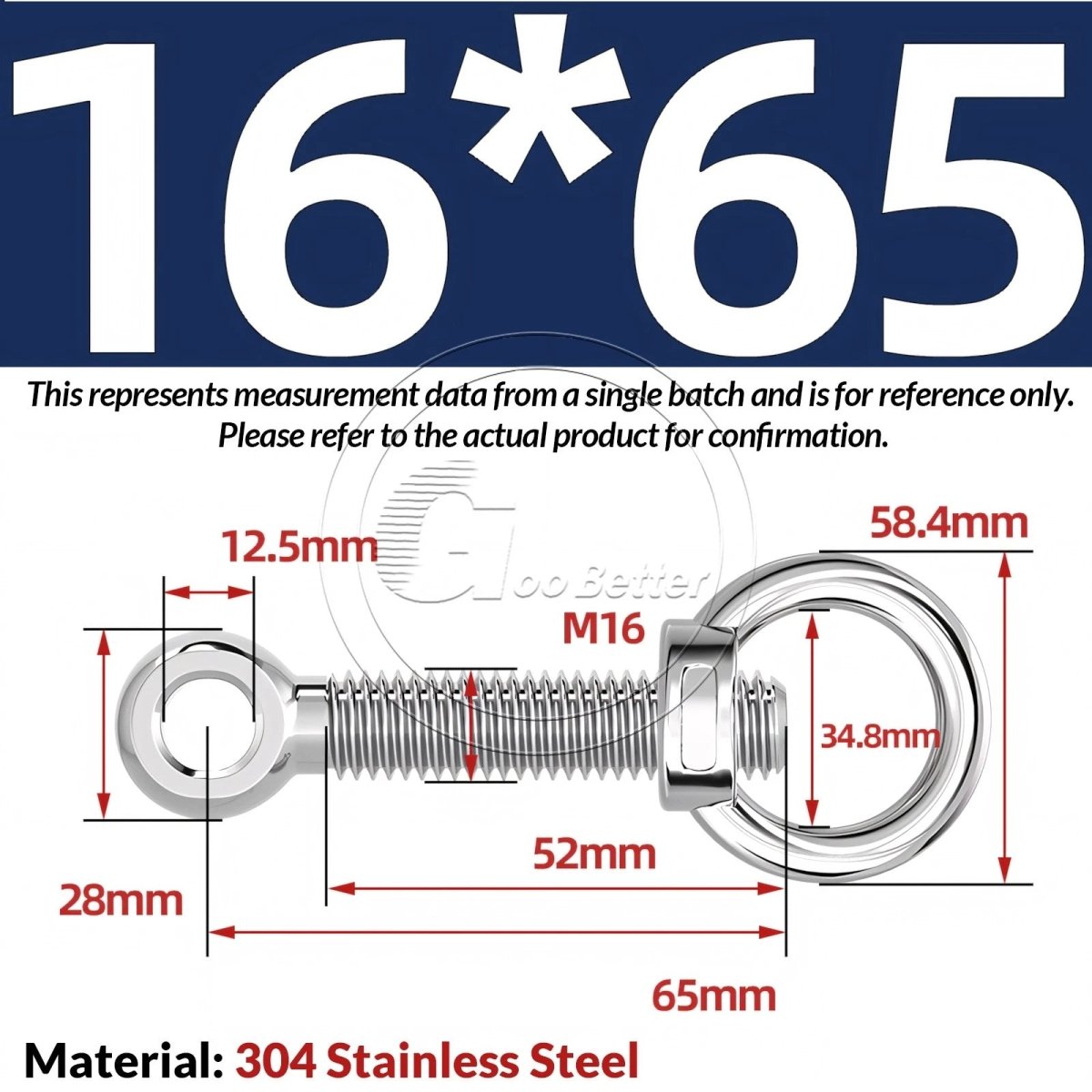 M16–M24 A2 304 Stainless Steel Lifting Eye Bolt & Eye Nut Threaded Ring - HomeDIYer