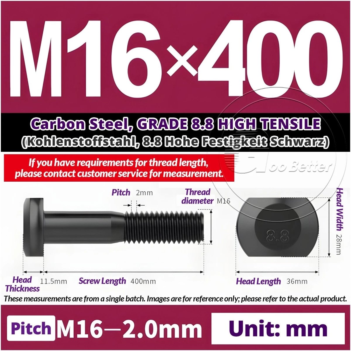 T - Slot Bolts M6 to M20 | Grade 8.8 High Tensile | T - Track Bolts 16mm–500mm - HomeDIYer