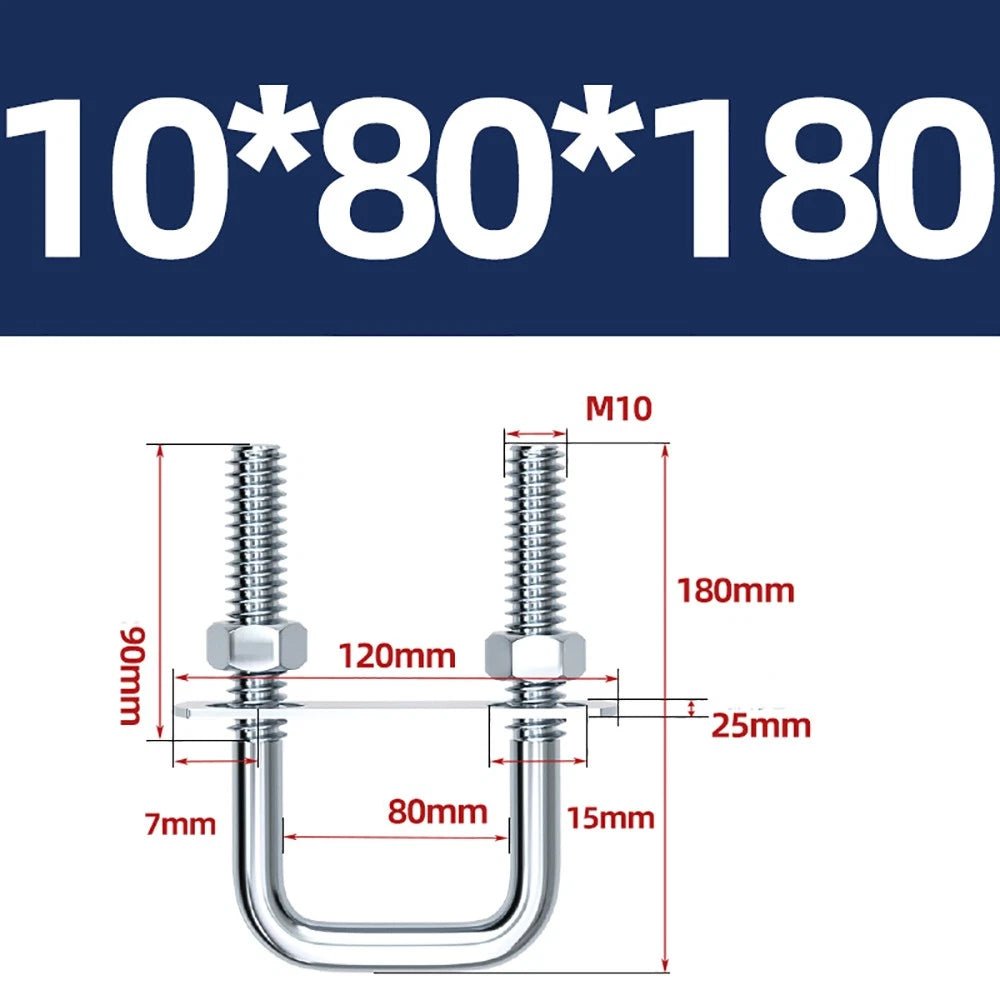 Square U - Bolts with Plate and Nuts – M6 M8 M10 M12 Zinc Plated, Trailer & Pipe Clamp Fasteners - HomeDIYer