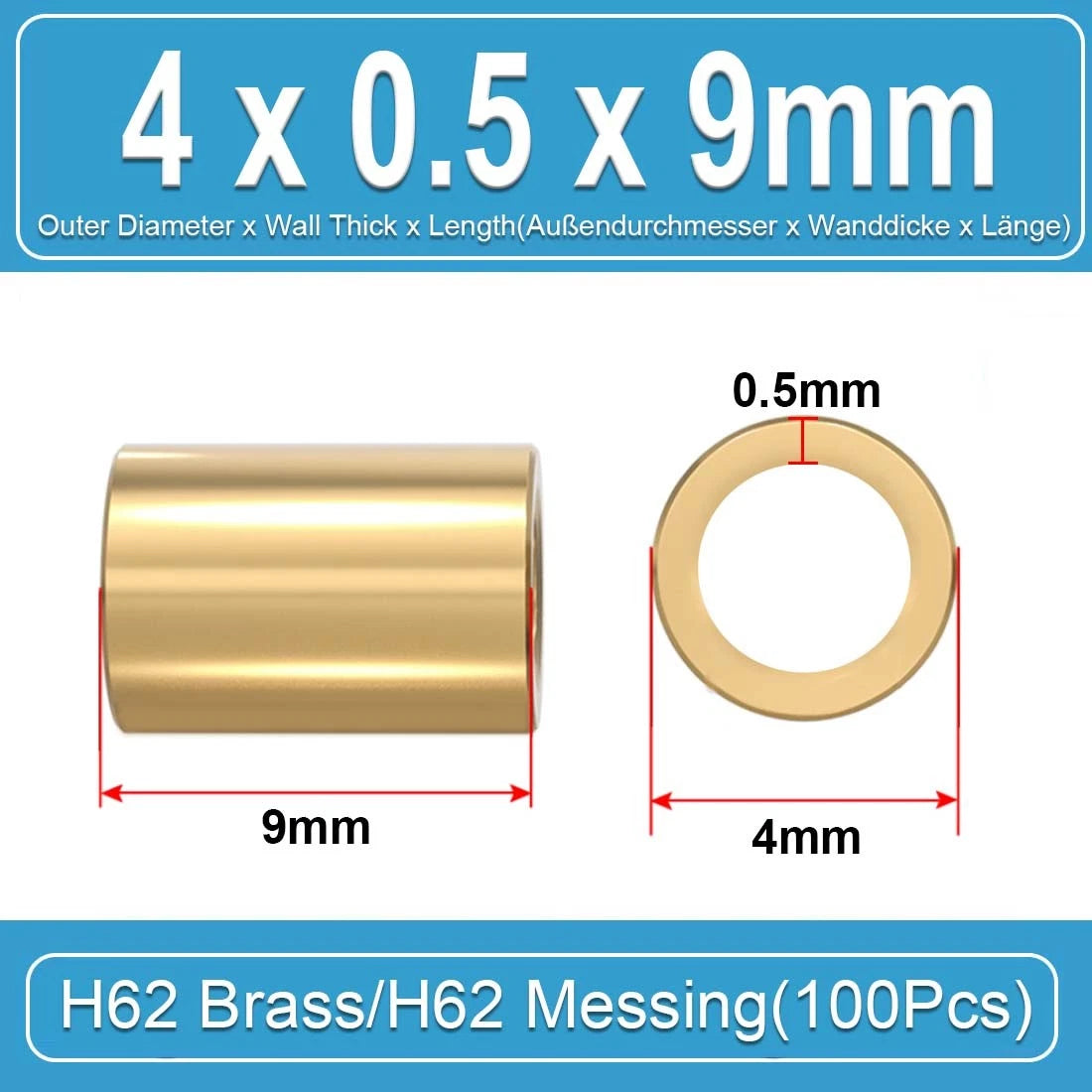 Brass Round Tube Pipe Hollow Spacers Standoff Bush Wall Thickn 0.5mm Many Sizes