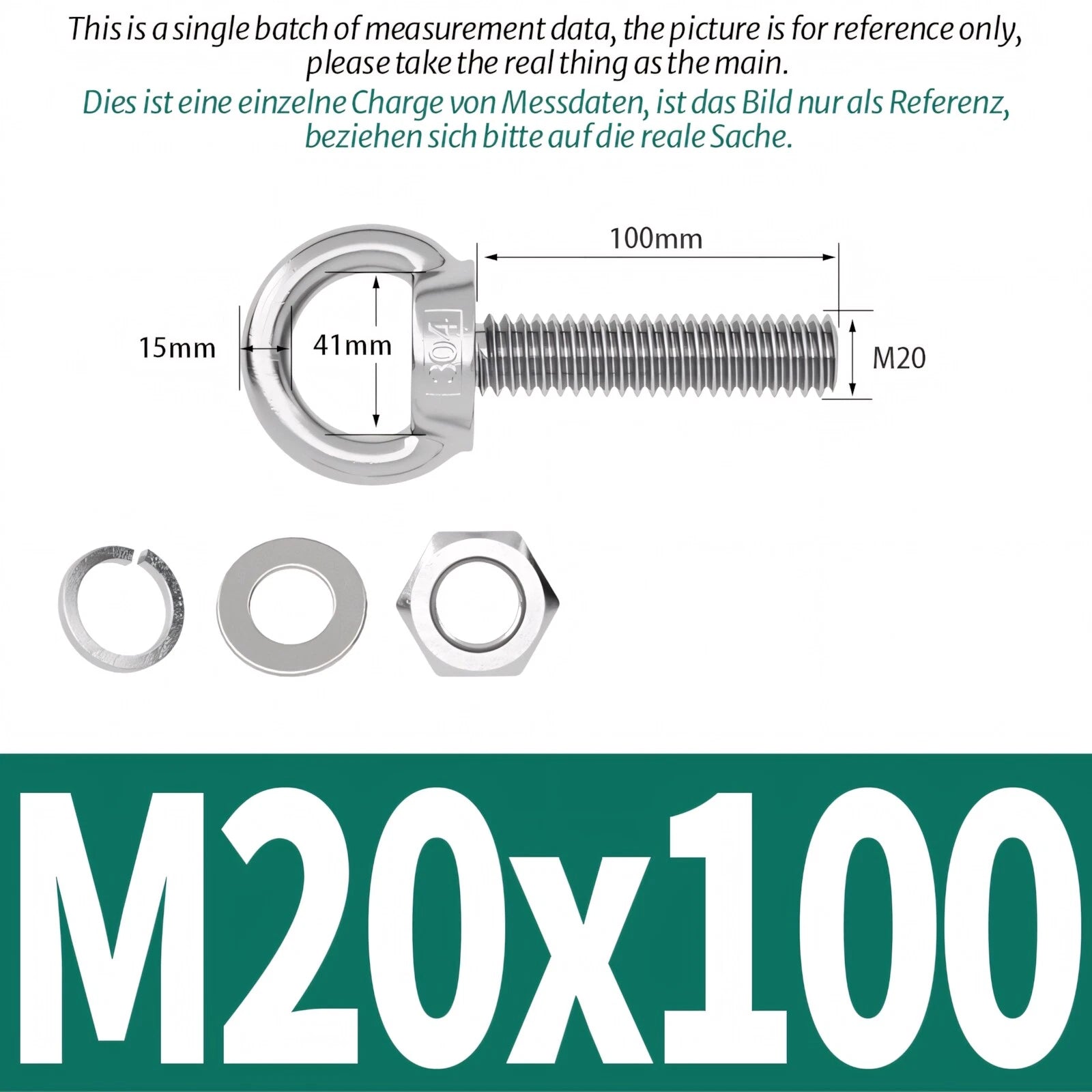 M3 M4 M5 - M20 Eye Bolts Kit Screws Nut Washer Long Boat Stainless Steel A2 304