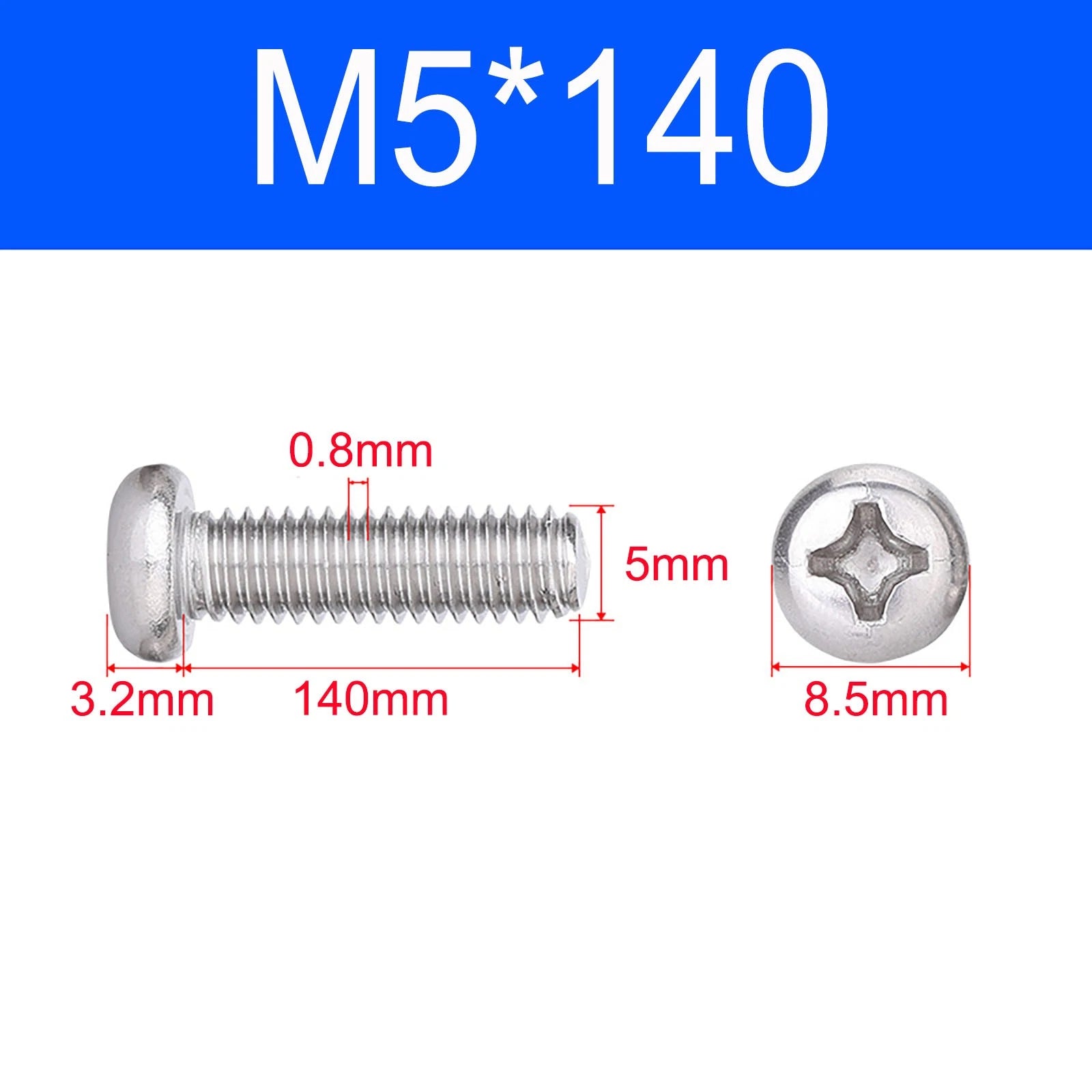 M3 M3.5 M4 M5 A2 Stainless Steel Pozi Pan Head Machine Screws DIN 7985