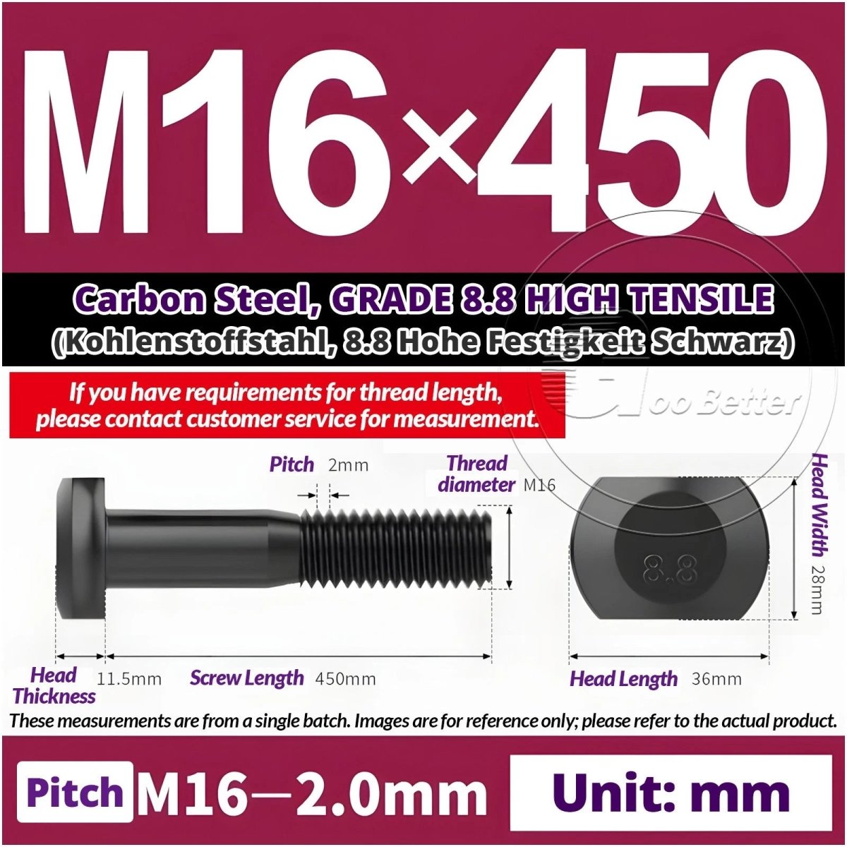 T - Slot Bolts M6 to M20 | Grade 8.8 High Tensile | T - Track Bolts 16mm–500mm - HomeDIYer