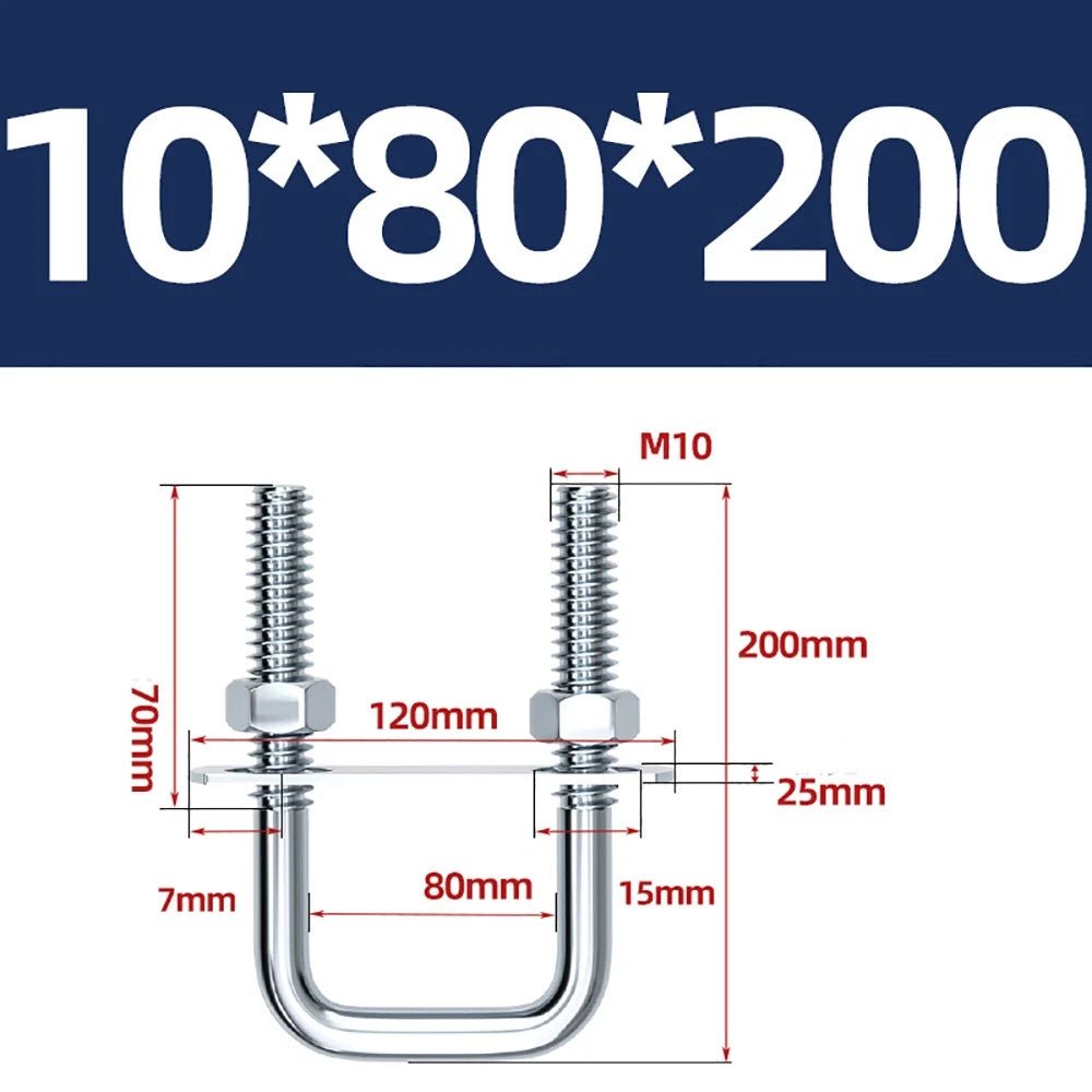 Square U - Bolts with Plate and Nuts – M6 M8 M10 M12 Zinc Plated, Trailer & Pipe Clamp Fasteners - HomeDIYer