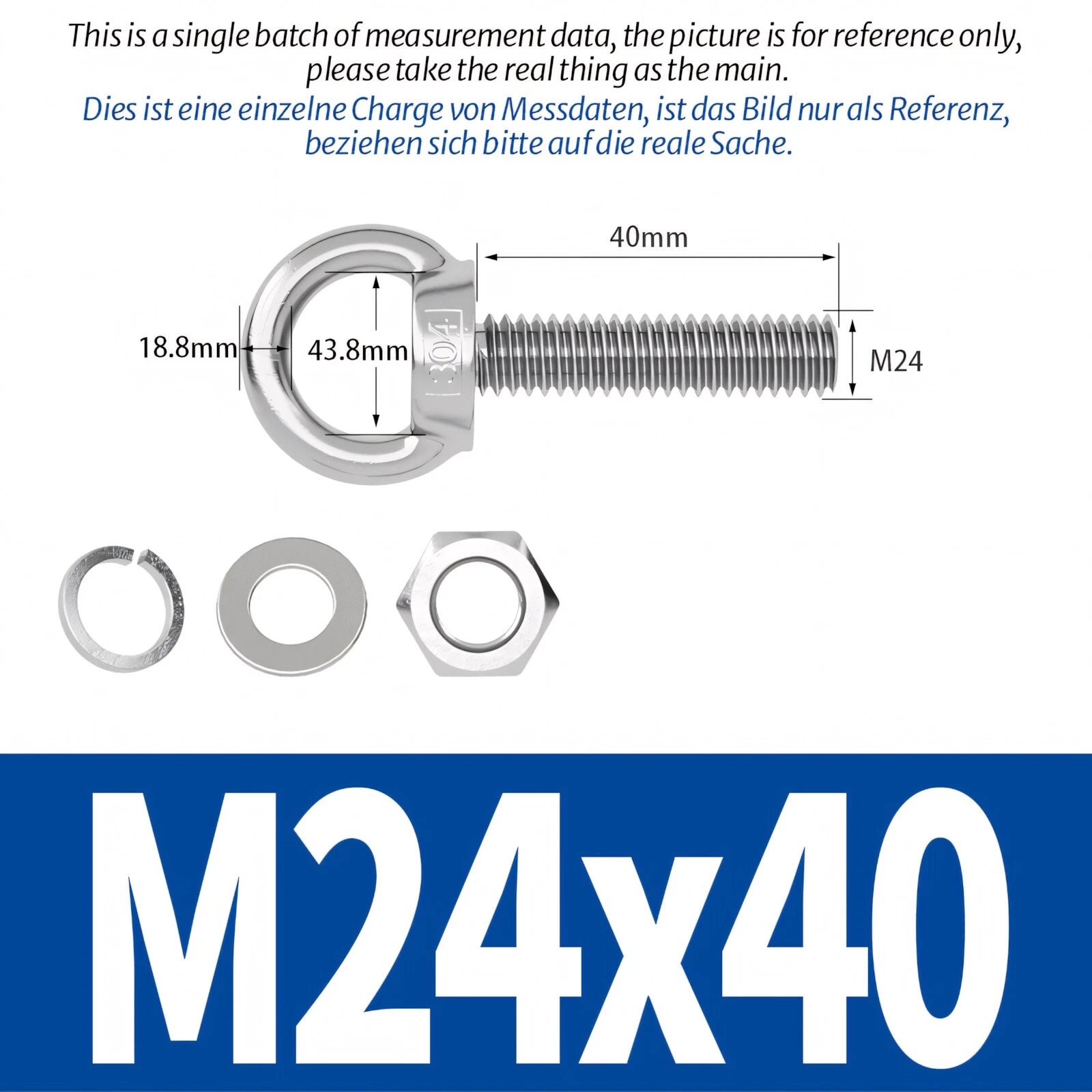 M3 M4 M5 - M20 Eye Bolts Kit Screws Nut Washer Long Boat Stainless Steel A2 304