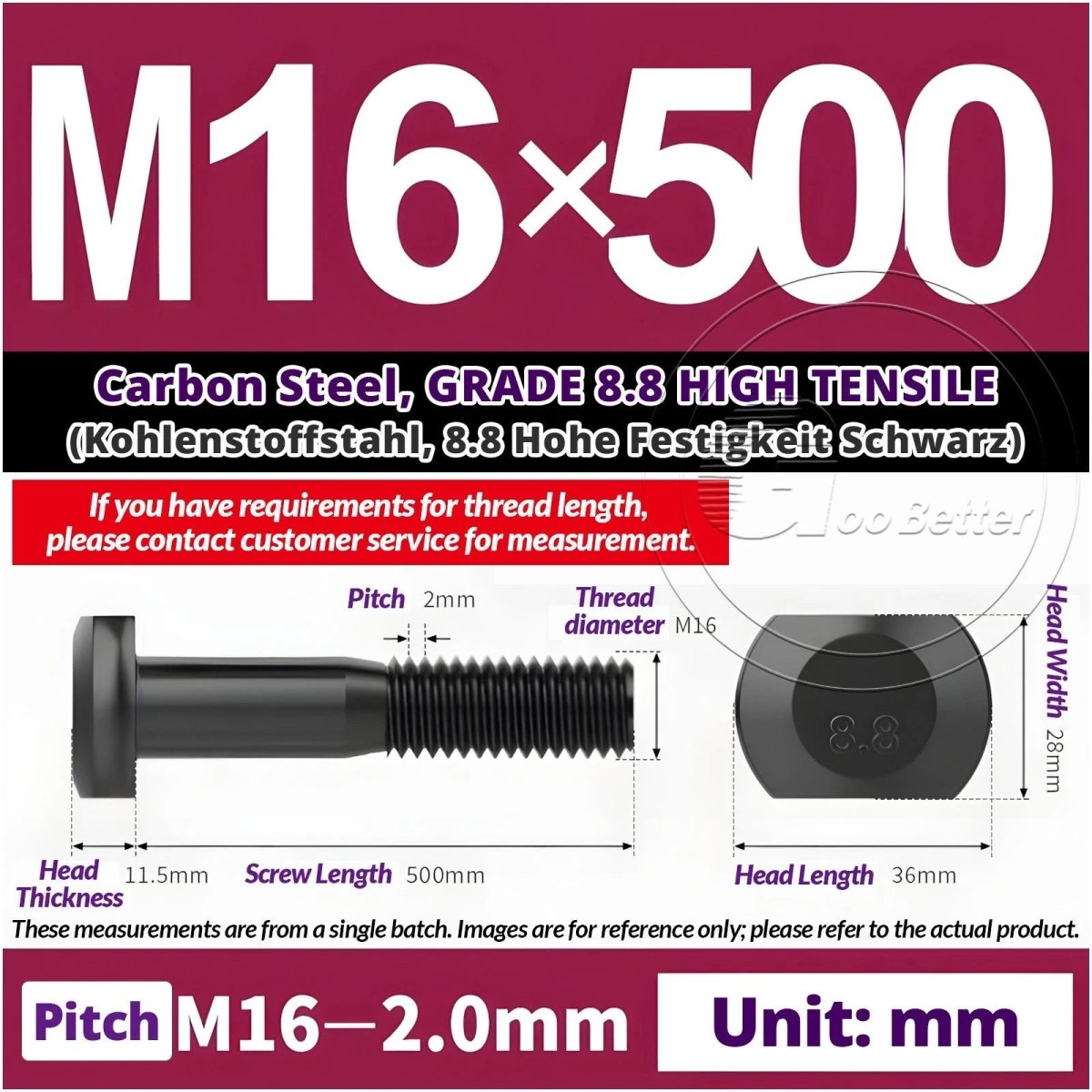 T - Slot Bolts M6 to M20 | Grade 8.8 High Tensile | T - Track Bolts 16mm–500mm - HomeDIYer