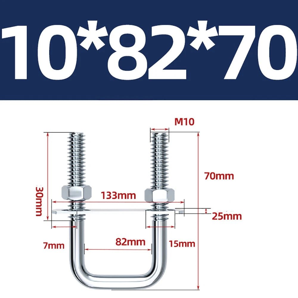 Square U - Bolts with Plate and Nuts – M6 M8 M10 M12 Zinc Plated, Trailer & Pipe Clamp Fasteners - HomeDIYer