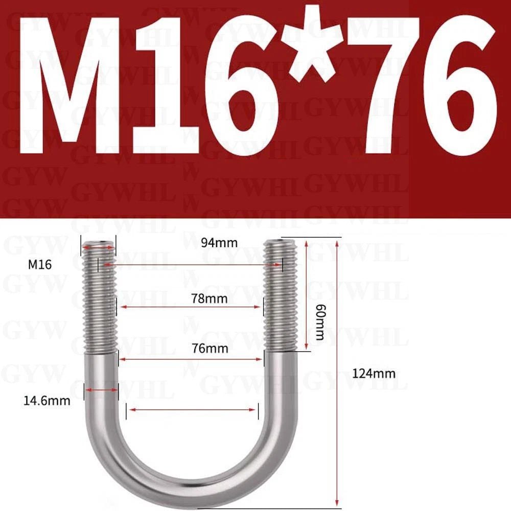 Marine Grade Round Bend U - Bolts — A2 & A4 Stainless Steel, M6 to M20 - HomeDIYer