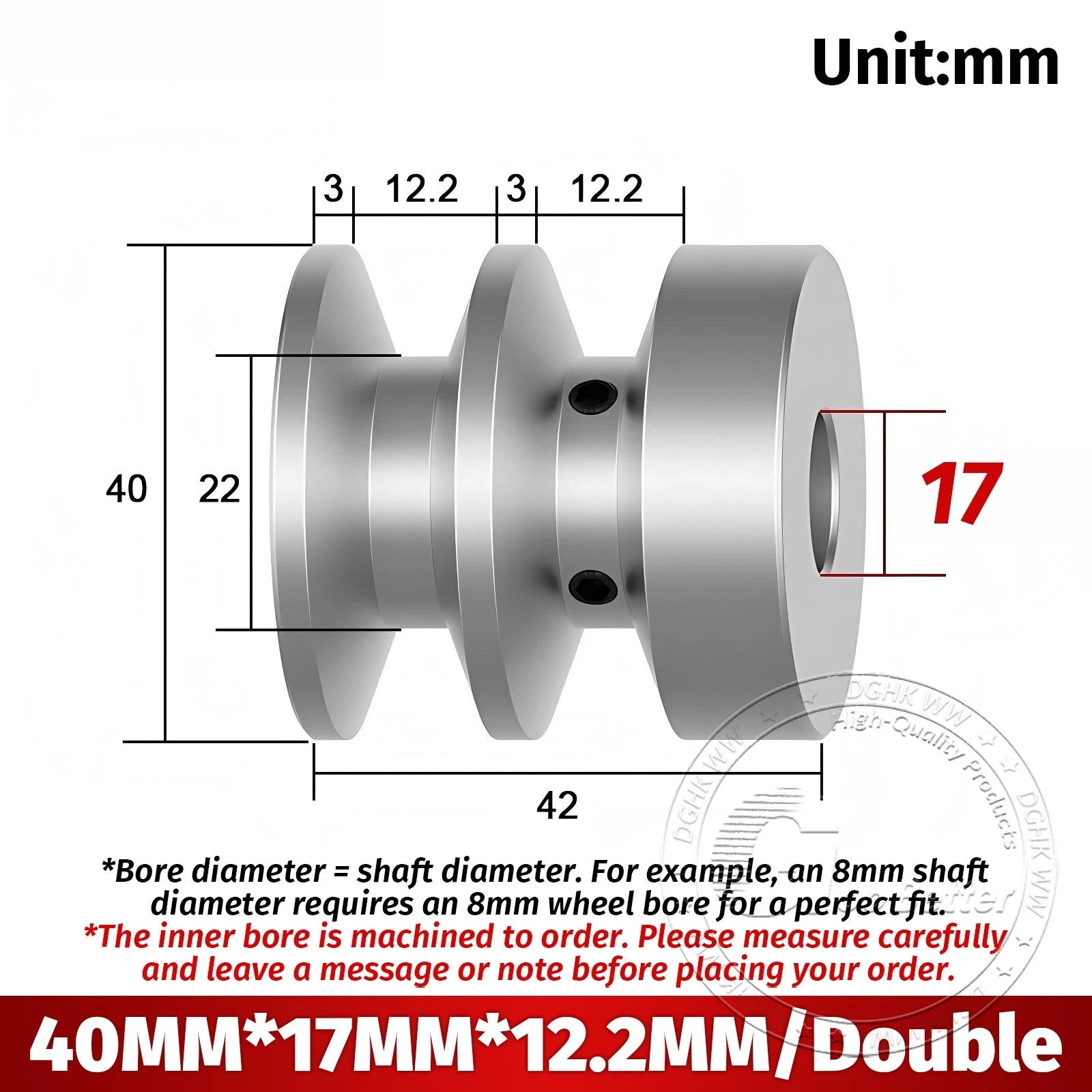 V-Groove Aluminum Drive Pulley For V-Belt Pulleys Groove 12.5mm OD 40mm-150mm