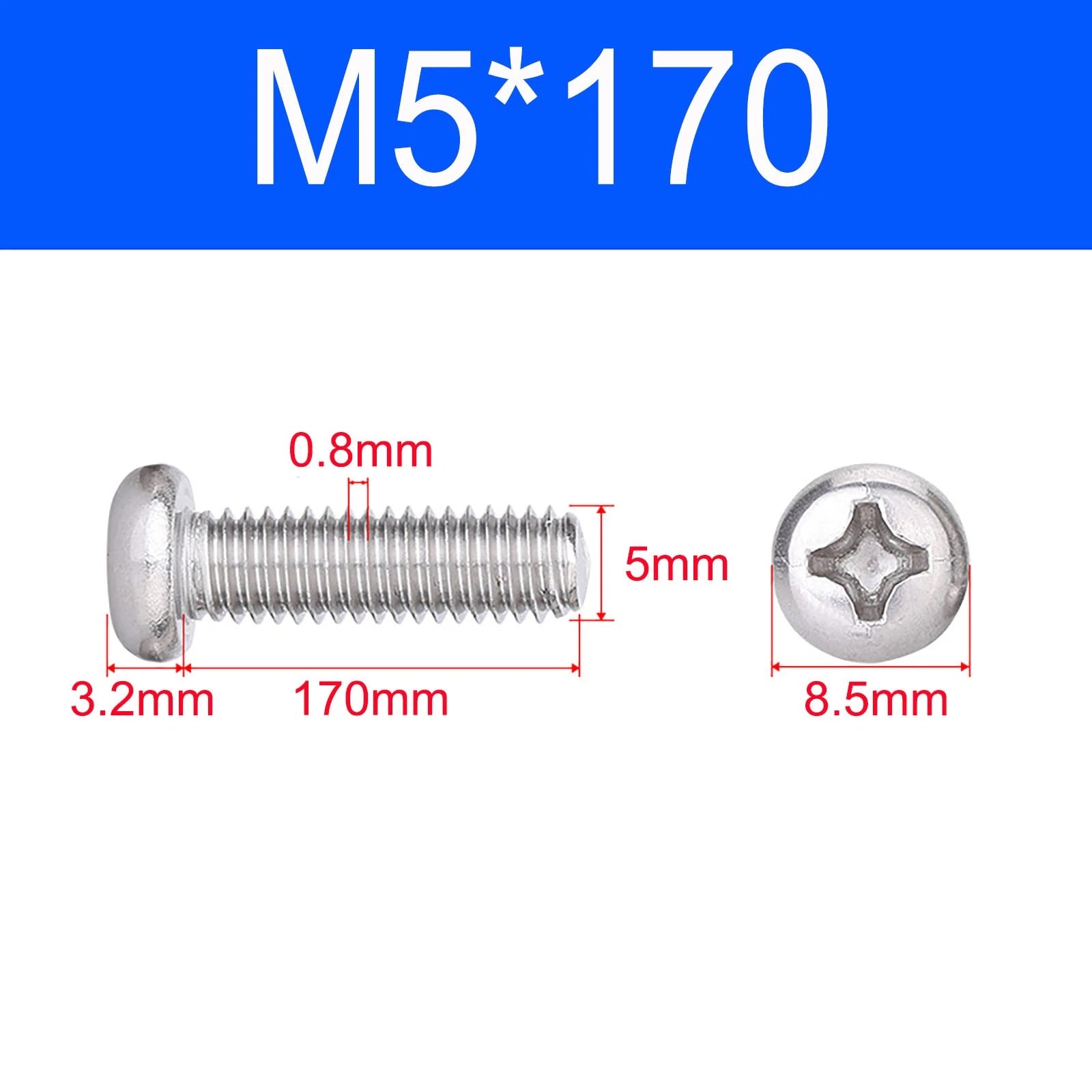 M3 M3.5 M4 M5 A2 Stainless Steel Pozi Pan Head Machine Screws DIN 7985