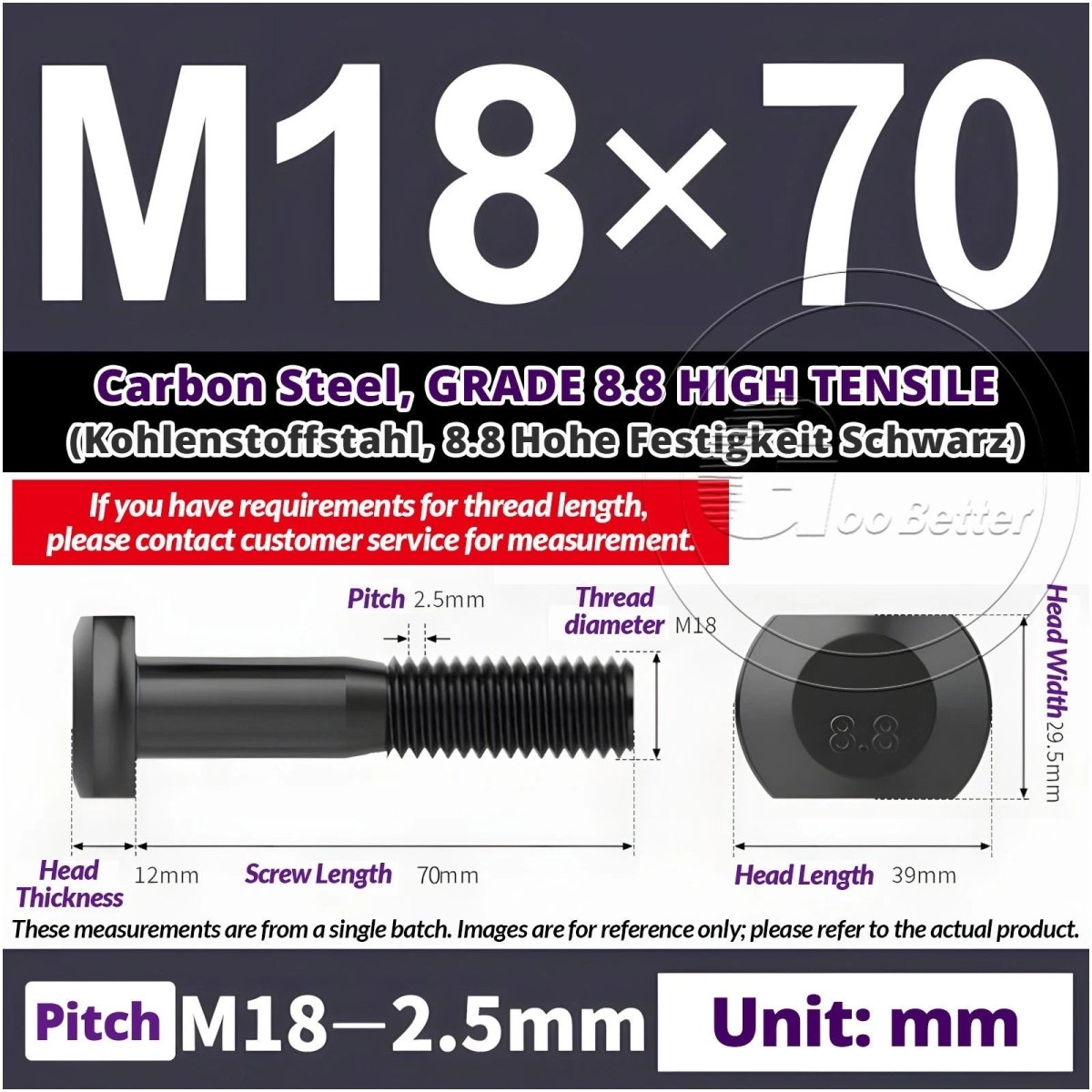 T - Slot Bolts M6 to M20 | Grade 8.8 High Tensile | T - Track Bolts 16mm–500mm - HomeDIYer