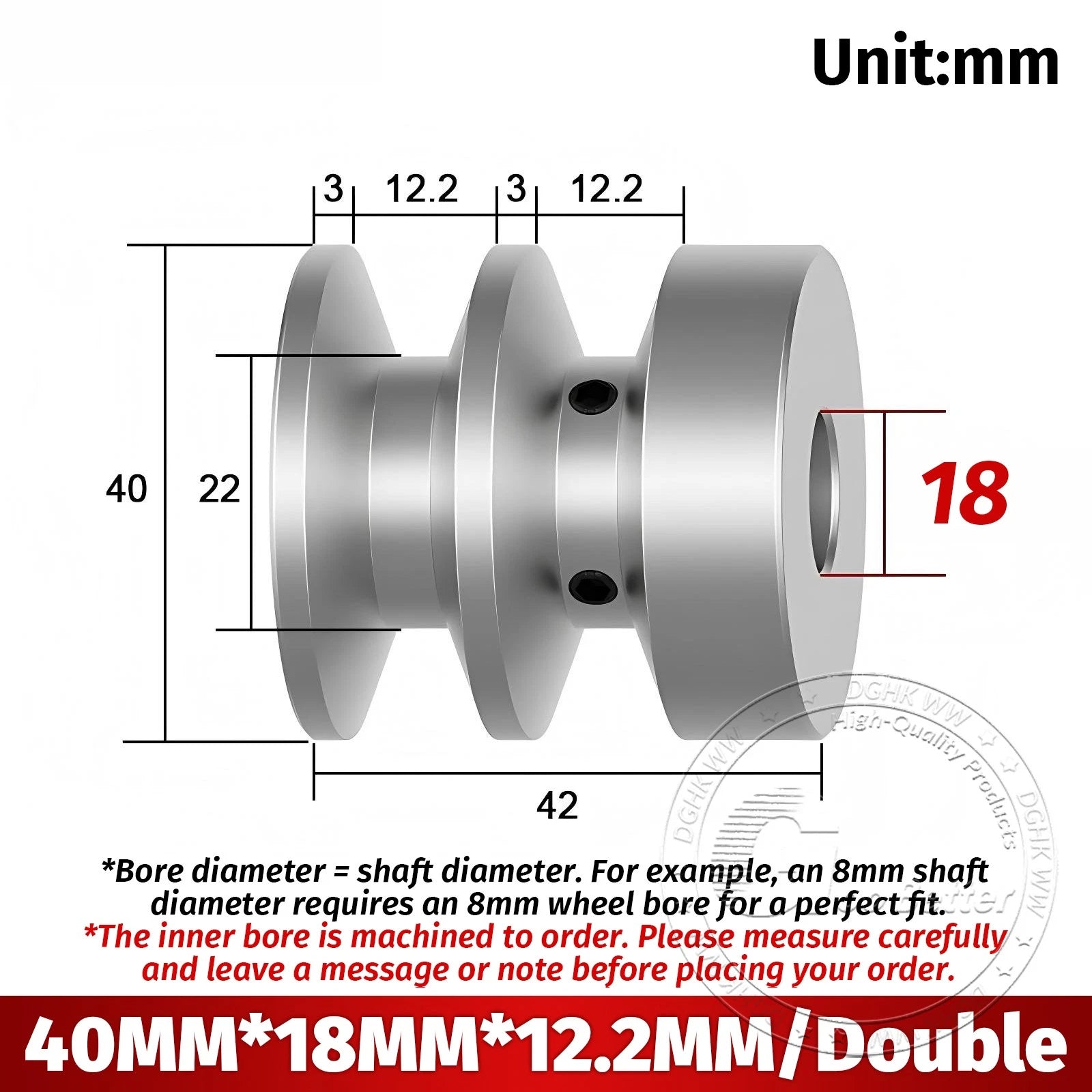 V-Groove Aluminum Drive Pulley For V-Belt Pulleys Groove 12.5mm OD 40mm-150mm