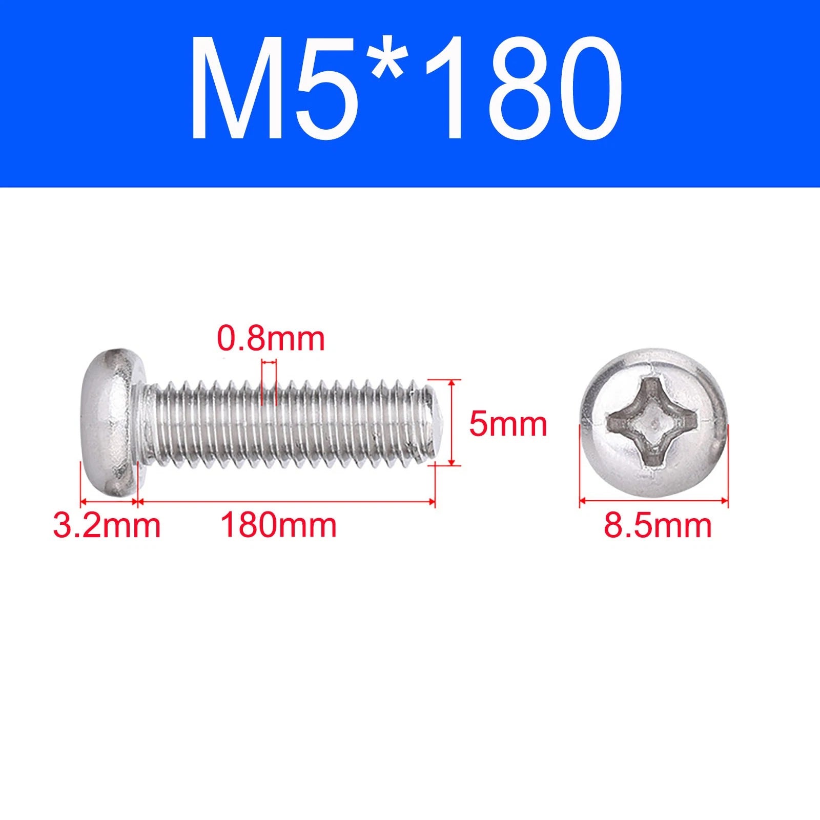 M3 M3.5 M4 M5 A2 Stainless Steel Pozi Pan Head Machine Screws DIN 7985