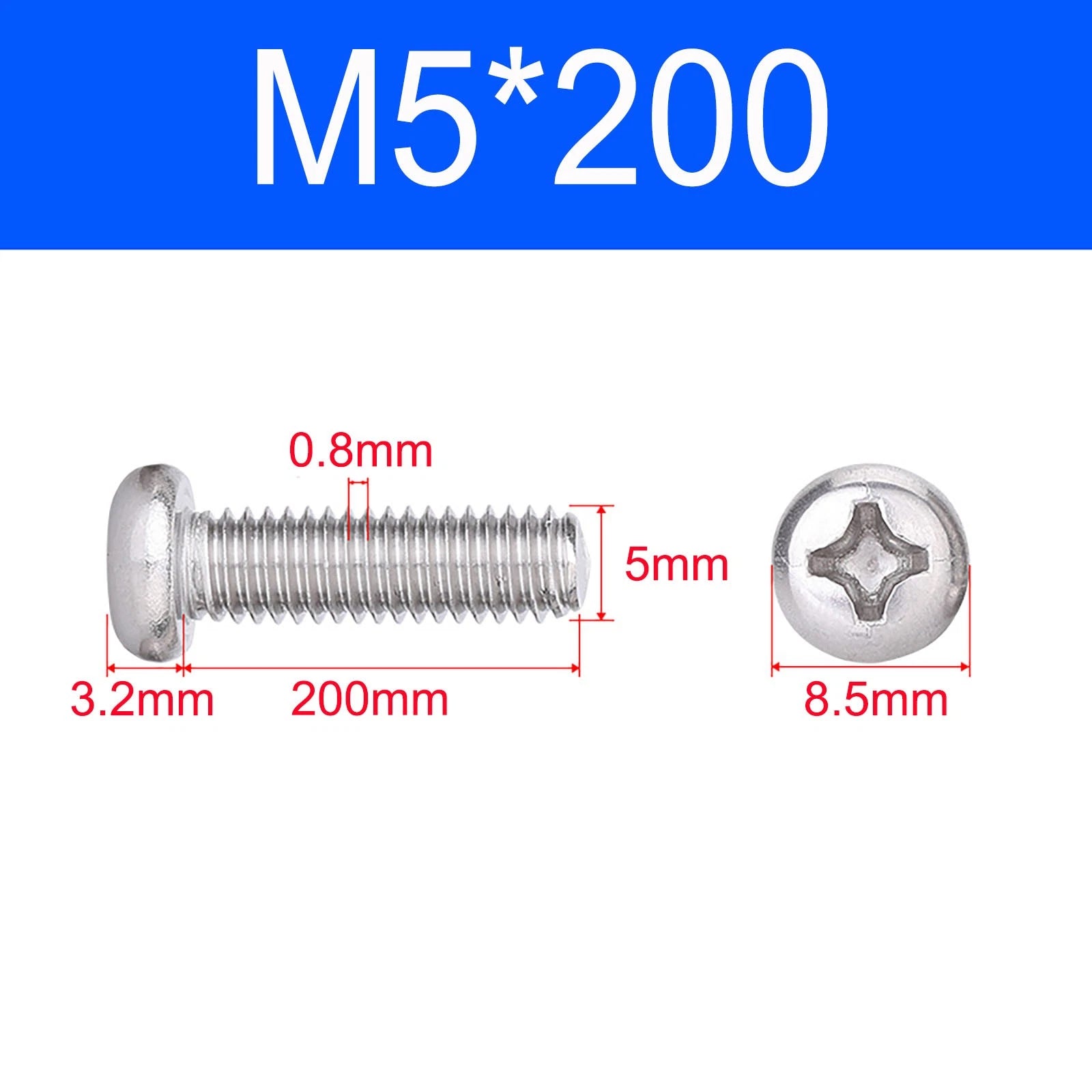 M3 M3.5 M4 M5 A2 Stainless Steel Pozi Pan Head Machine Screws DIN 7985