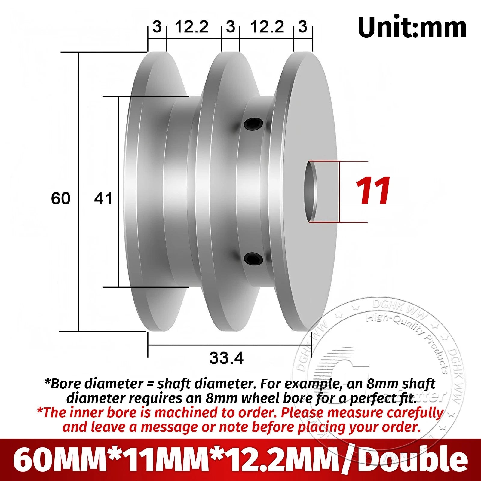 V-Groove Aluminum Drive Pulley For V-Belt Pulleys Groove 12.5mm OD 40mm-150mm